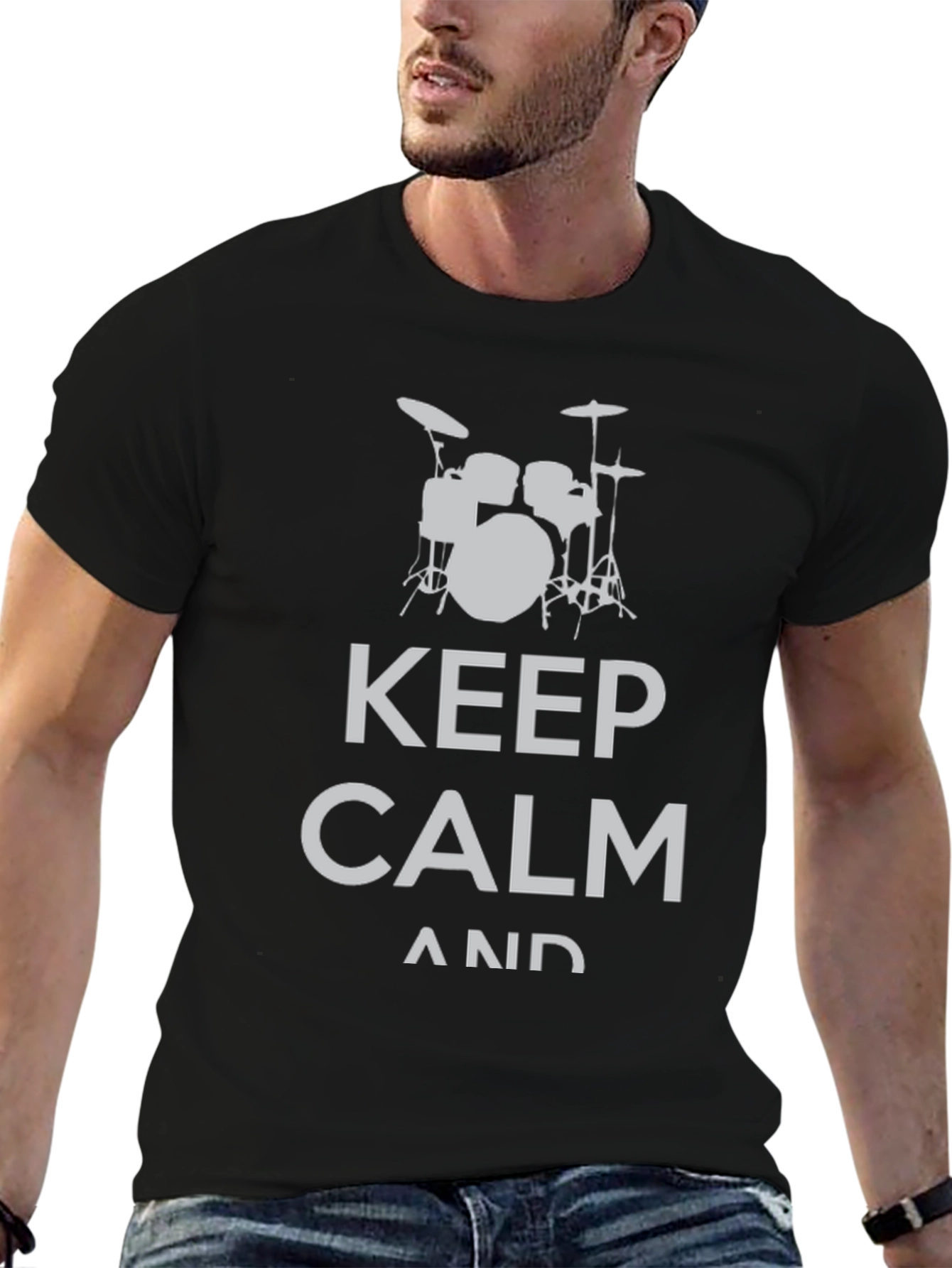 Keep Calm Drummer Black T-Shirt