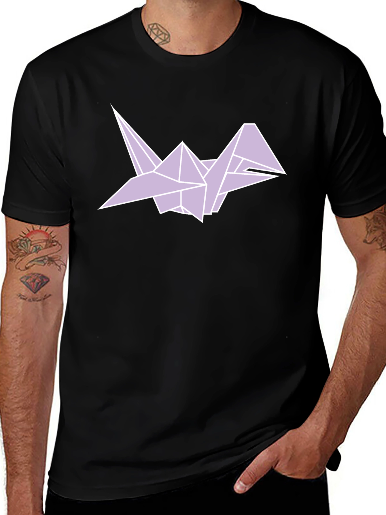 Origami Crane Graphic Tee - Mens Black T-Shirt