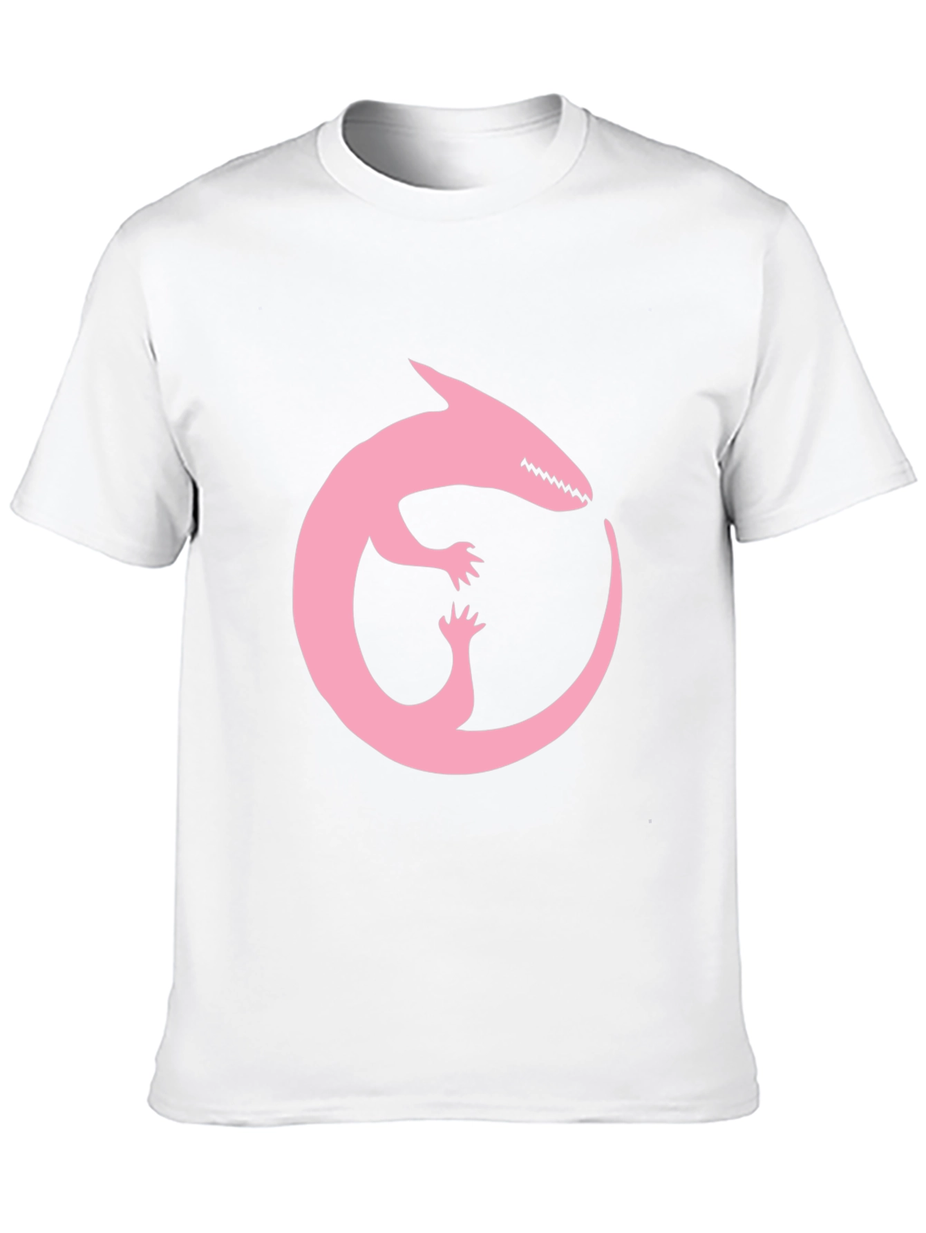 Pink Dinosaur Ouroboros Black T-Shirt