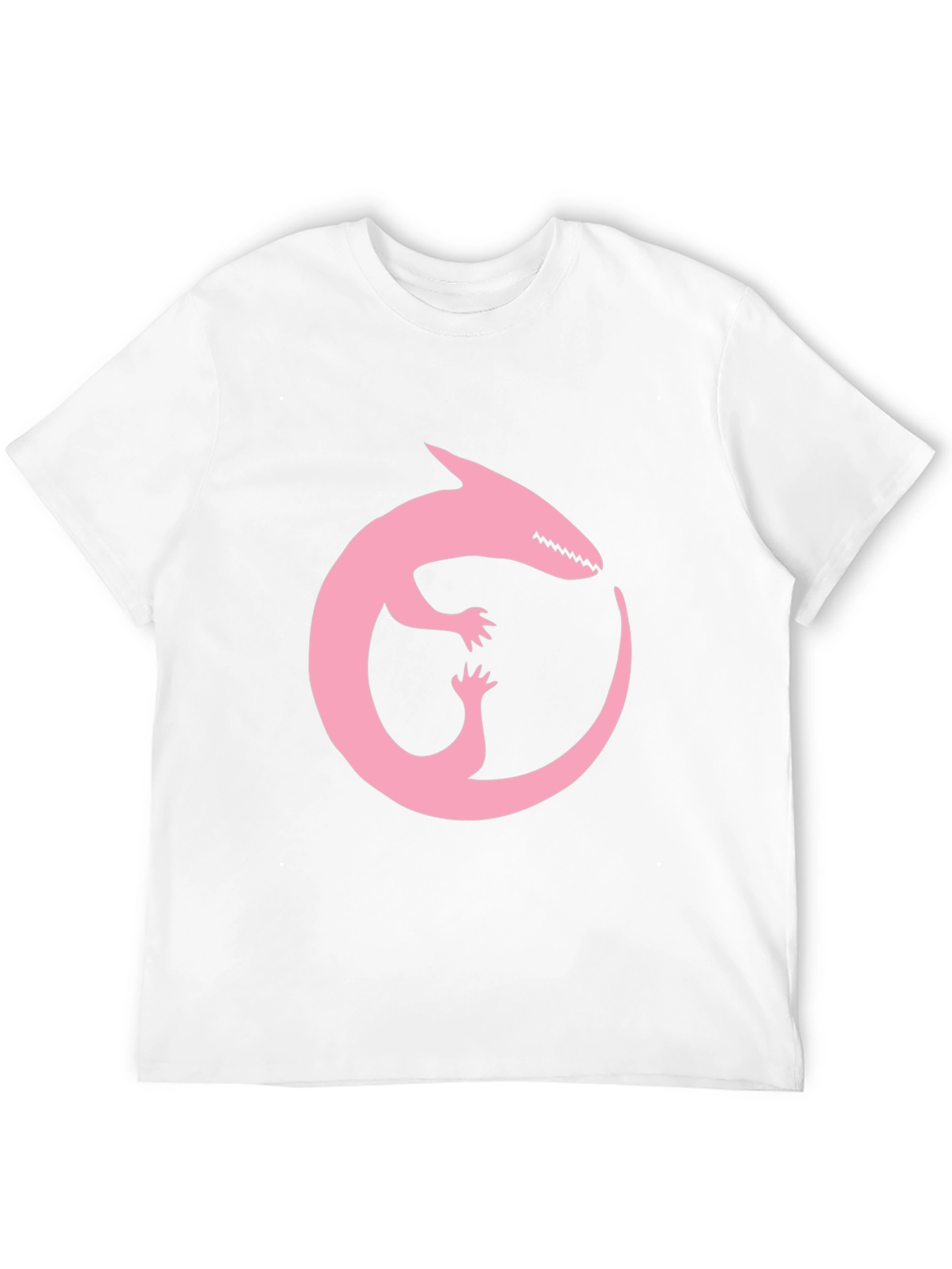 Pink Dinosaur Ouroboros Black T-Shirt