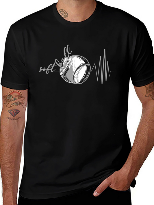 Softball Heartbeat Graphic Tee - Baseball Lover Shirt