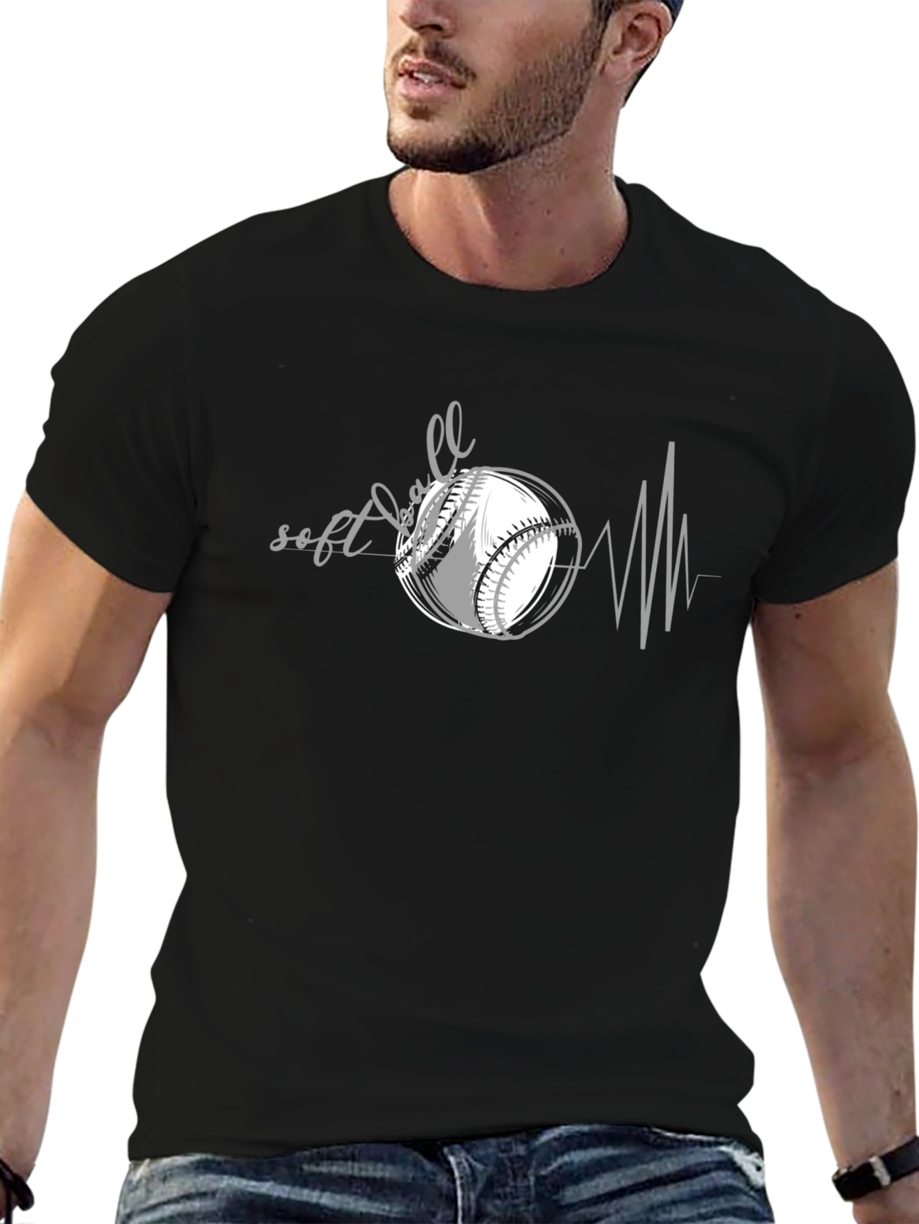Softball Heartbeat Graphic Tee - Baseball Lover Shirt
