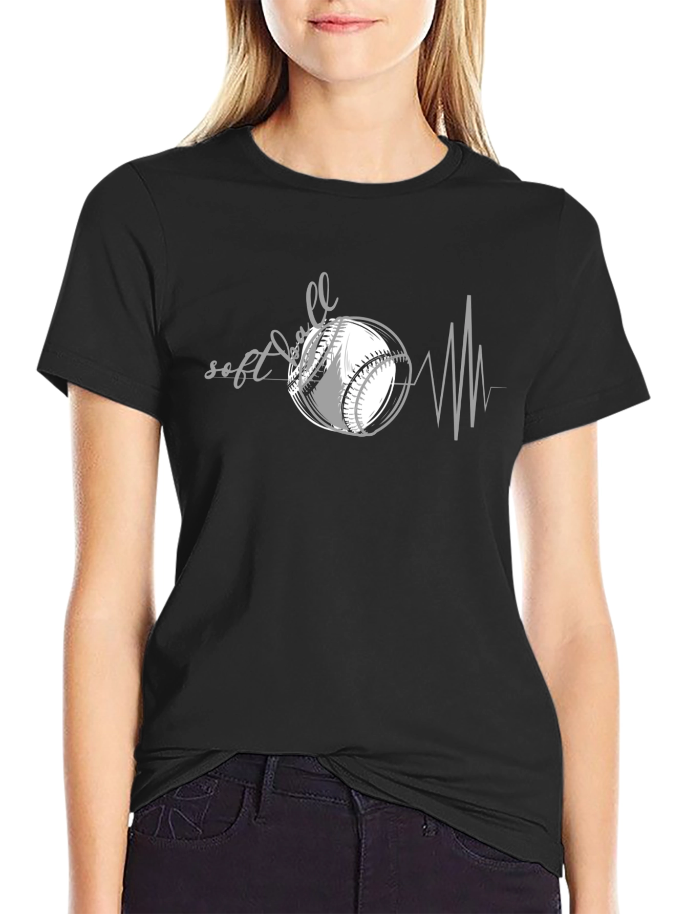 Softball Heartbeat Graphic Tee - Baseball Lover Shirt