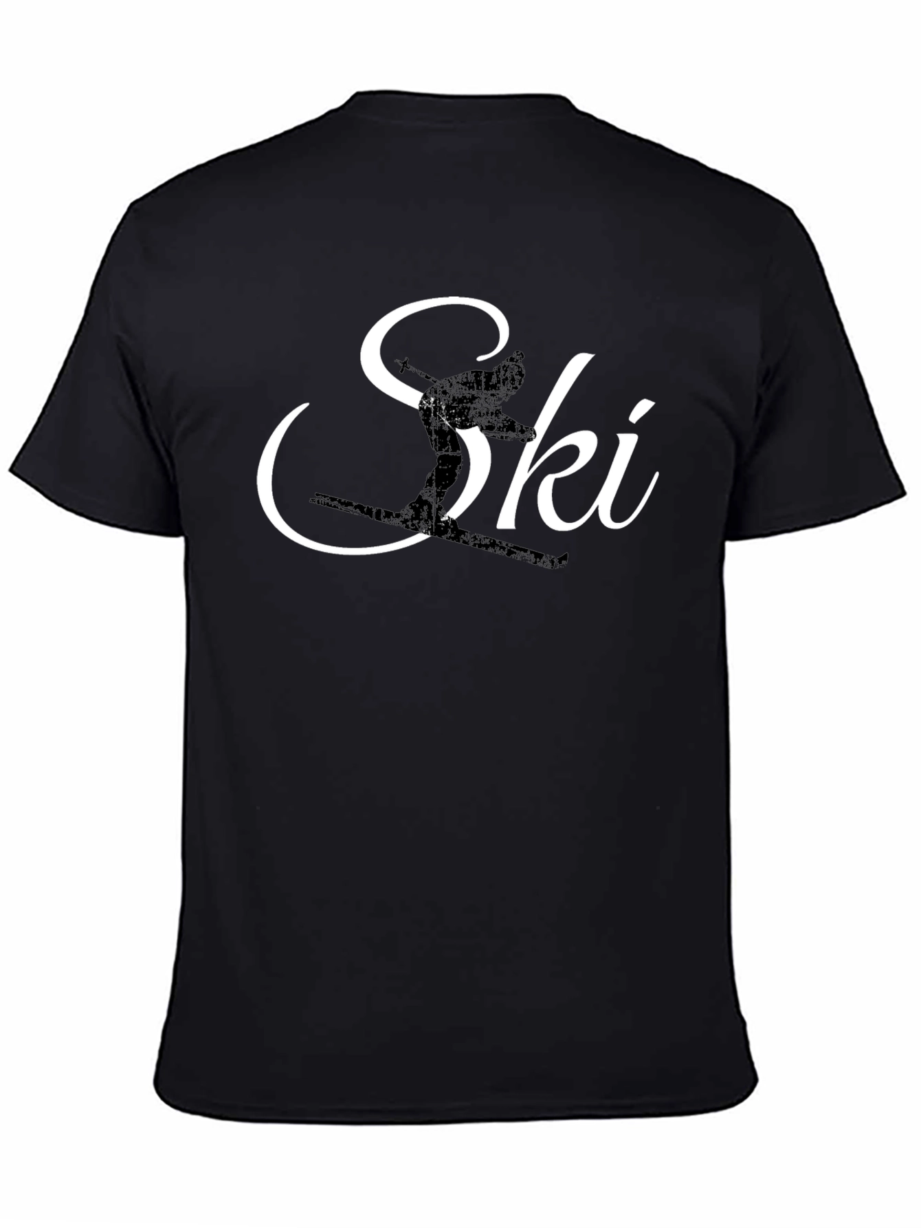 Ski Silhouette Graphic Tee - Black Cotton T-Shirt