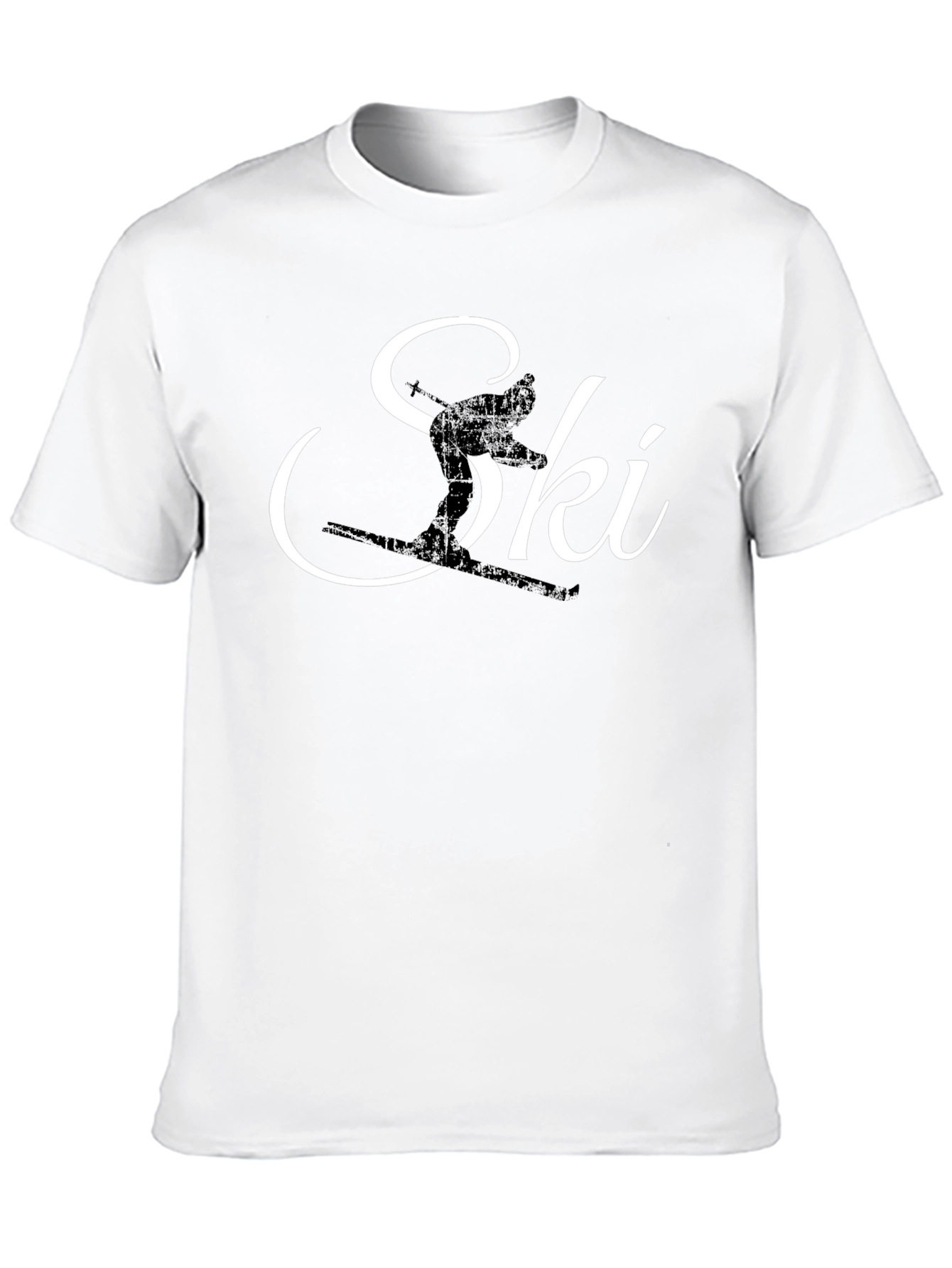 Ski Silhouette Graphic Tee - Black Cotton T-Shirt
