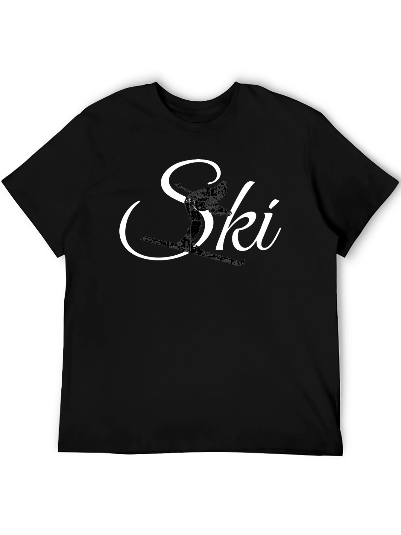 Ski Silhouette Graphic Tee - Black Cotton T-Shirt