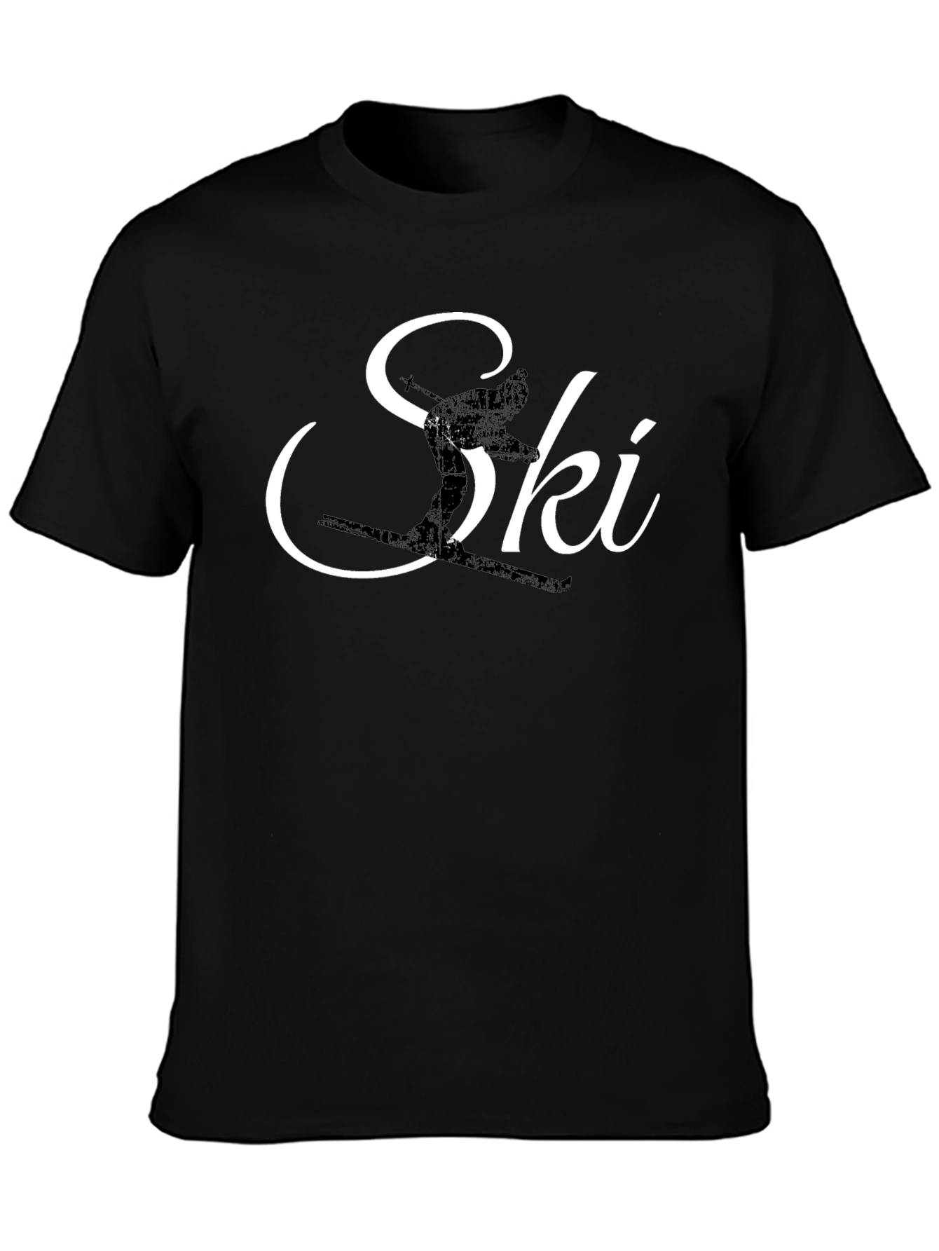 Ski Silhouette Graphic Tee - Black Cotton T-Shirt