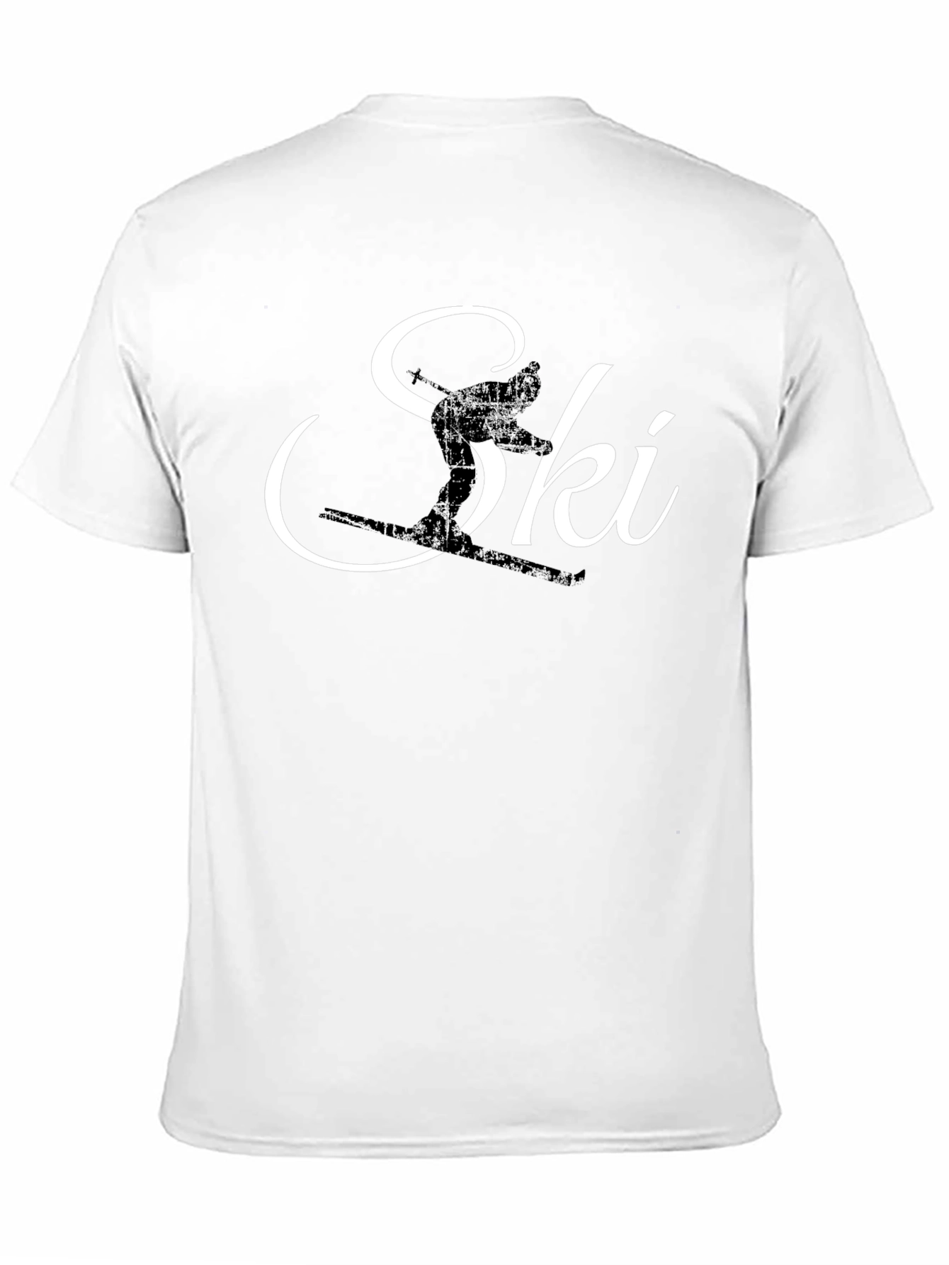 Ski Silhouette Graphic Tee - Black Cotton T-Shirt