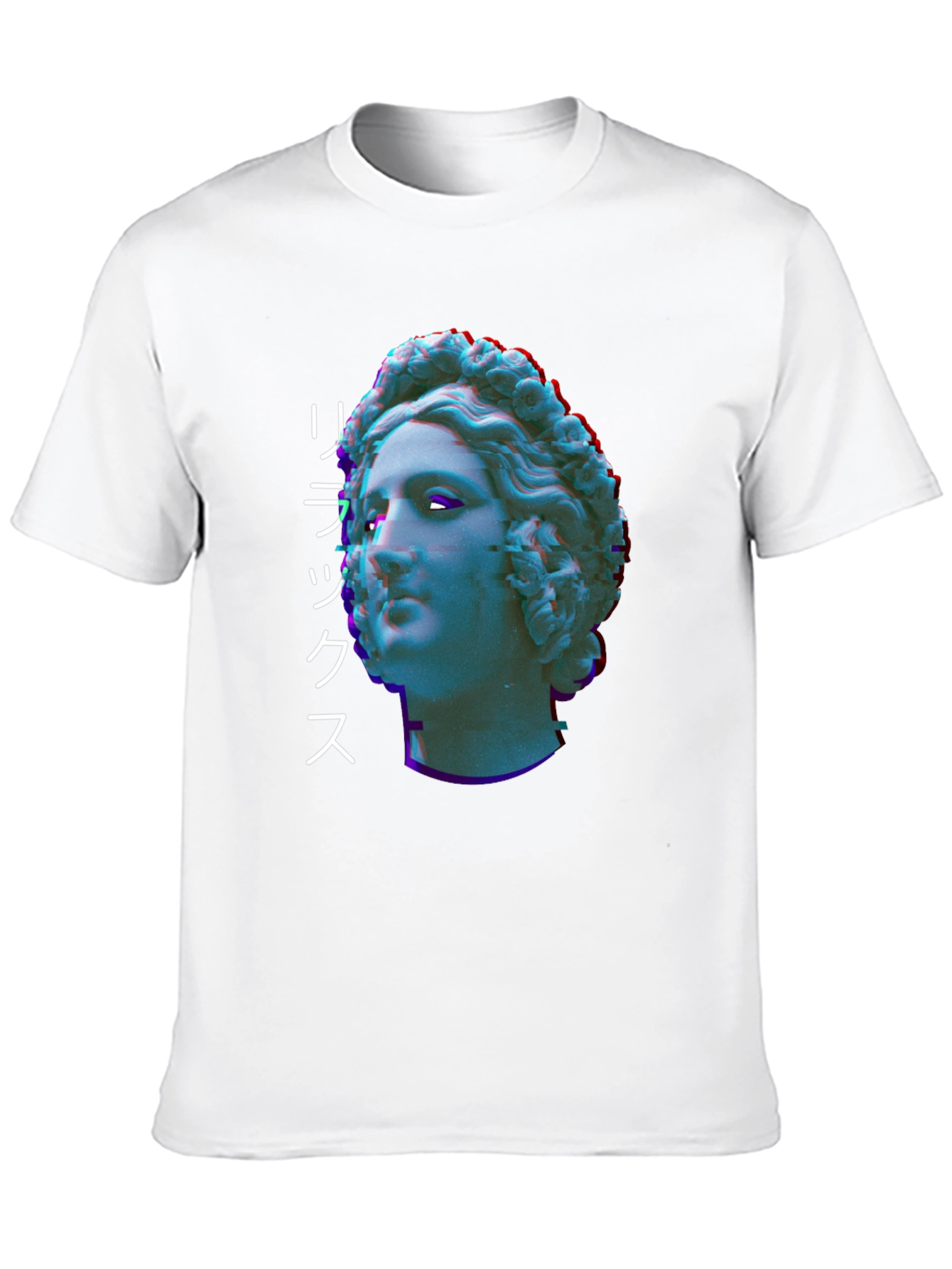 Statue Head Glitch Graphic Tee - Relax Aesthetic