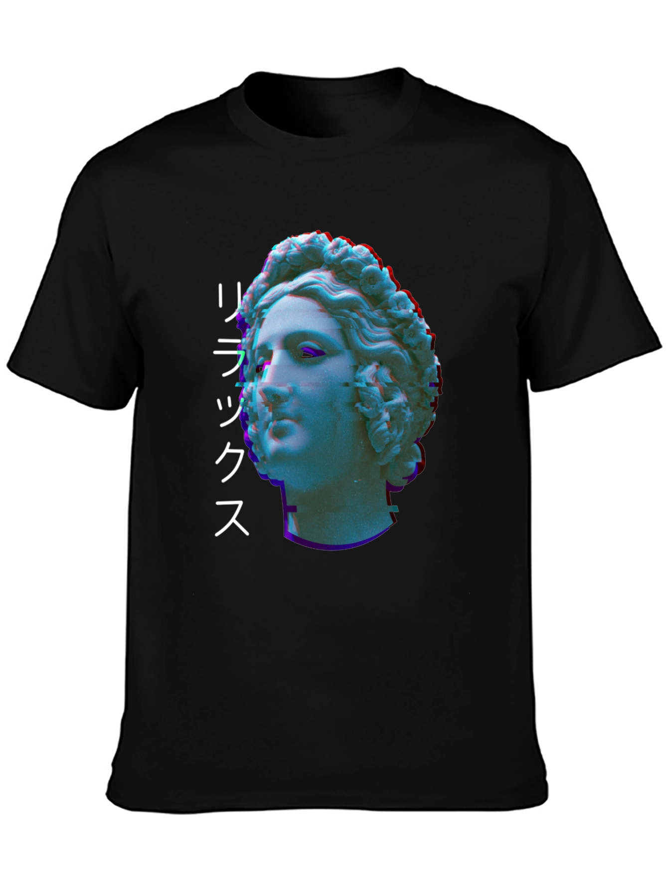 Statue Head Glitch Graphic Tee - Relax Aesthetic