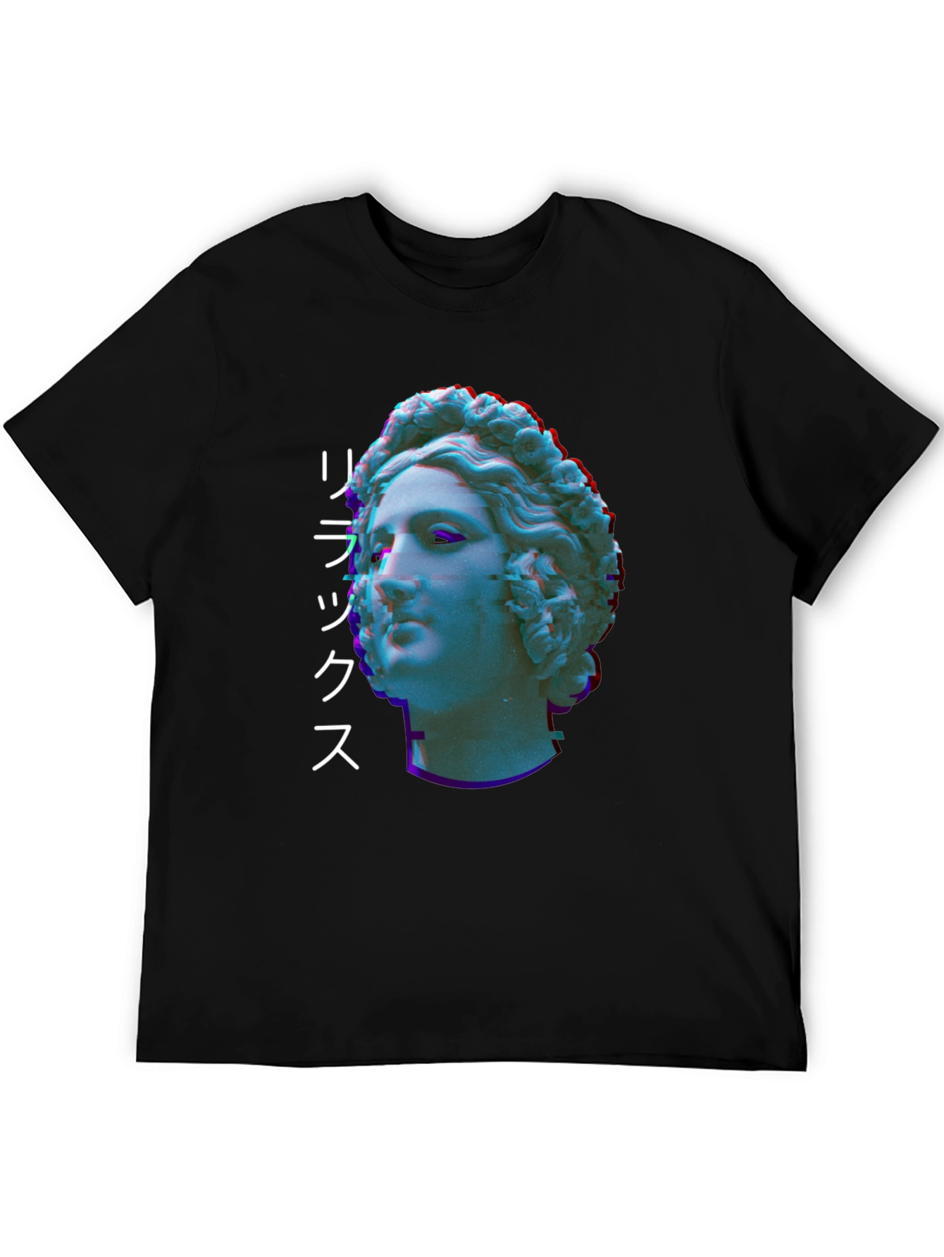Statue Head Glitch Graphic Tee - Relax Aesthetic