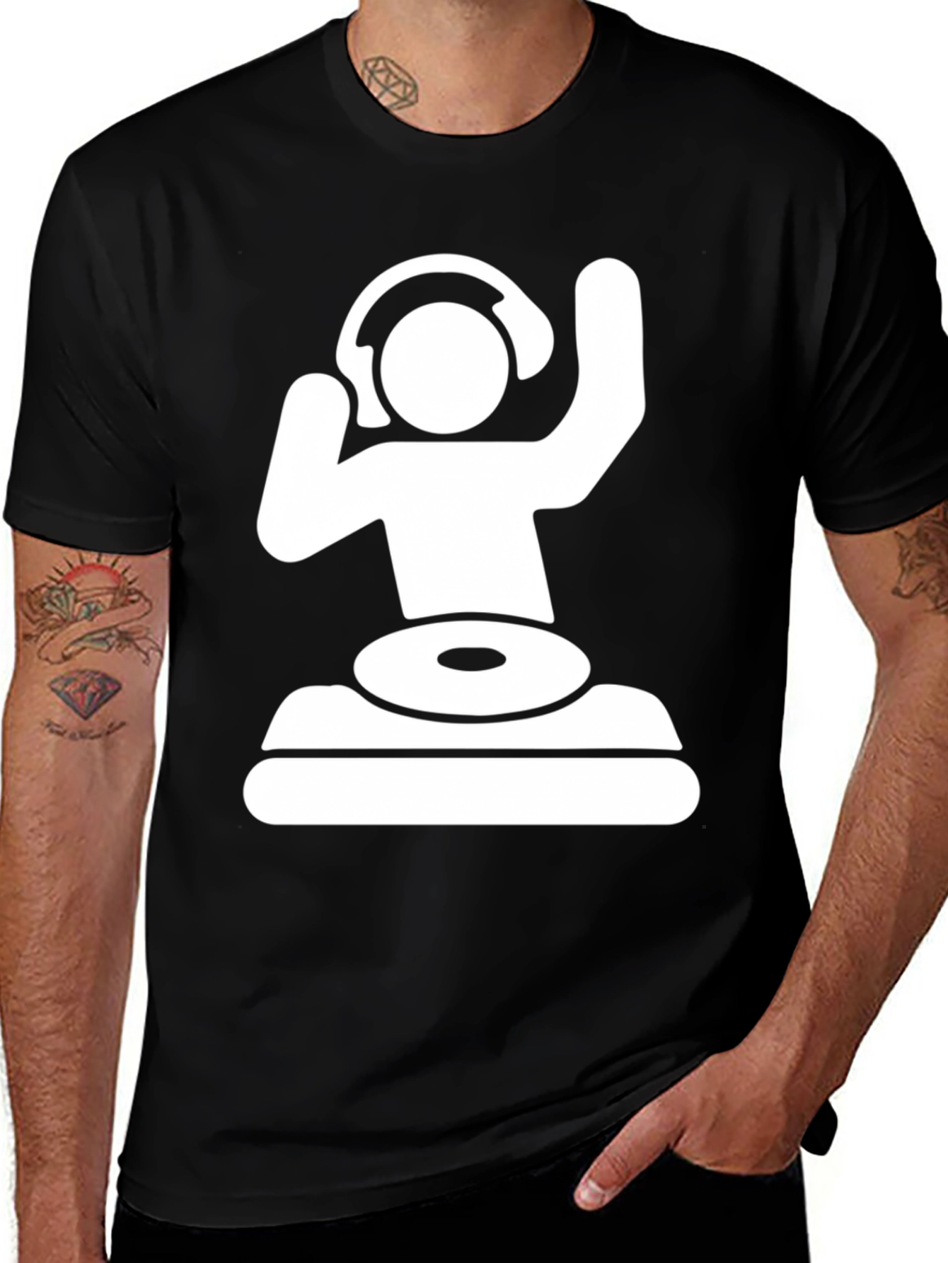 DJ Graphic Tee - Black Crew Neck T-Shirt