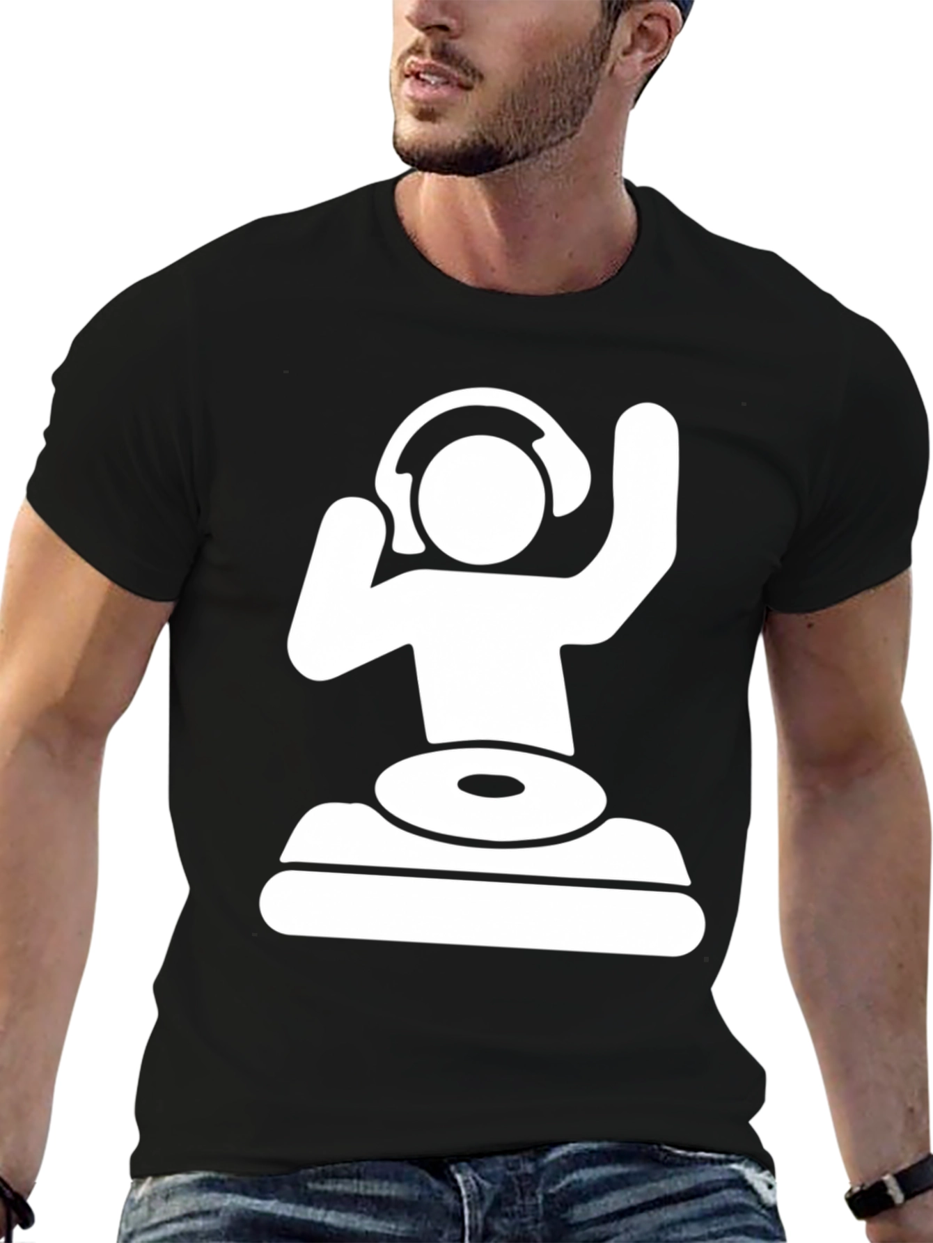 DJ Graphic Tee - Black Crew Neck T-Shirt