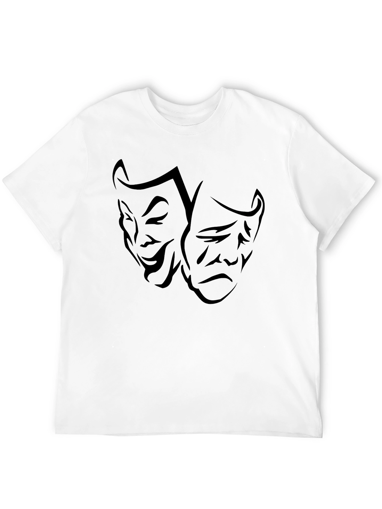Drama Masks Graphic Tee - Classic Black Cotton T-Shirt