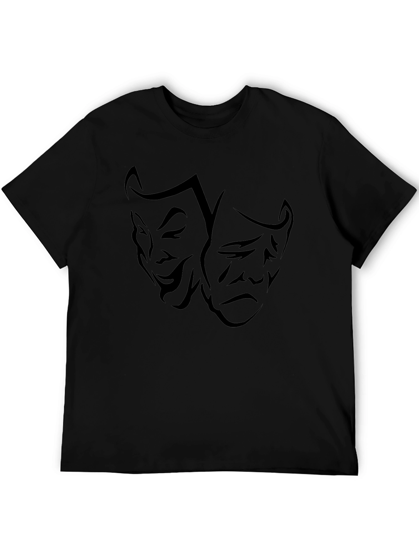Drama Masks Graphic Tee - Classic Black Cotton T-Shirt