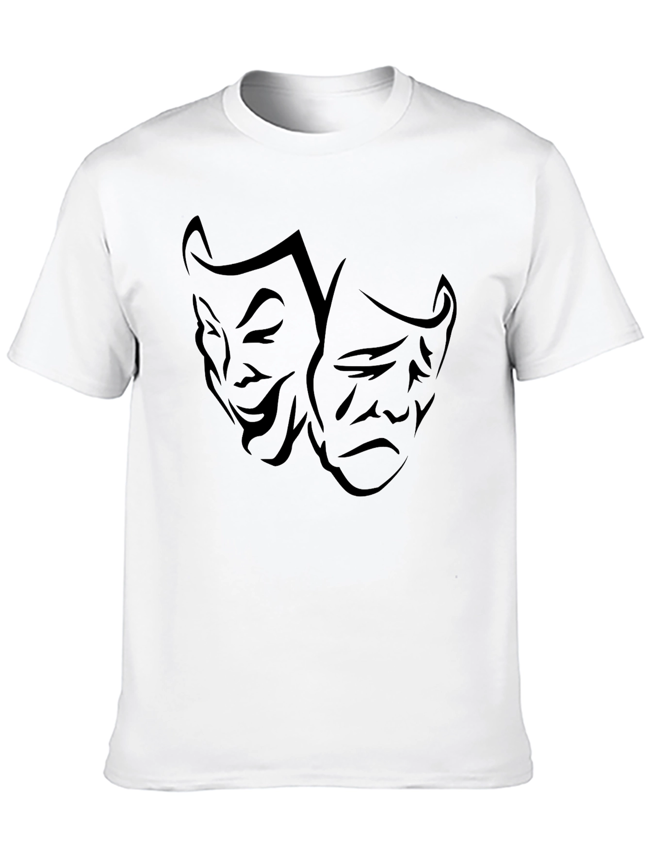 Drama Masks Graphic Tee - Classic Black Cotton T-Shirt