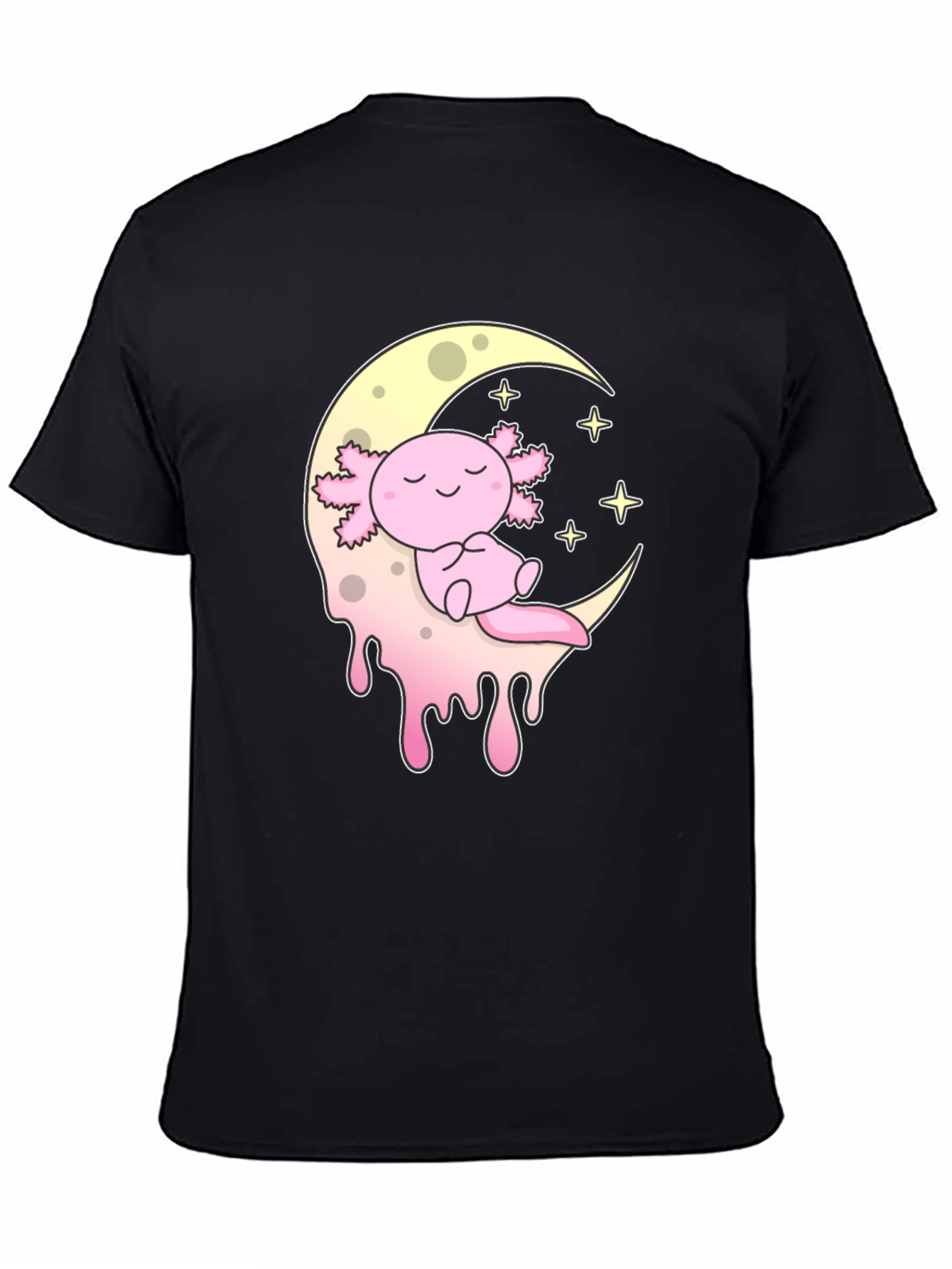 Axolotl Moon T-Shirt - Kawaii Pink Salamander Tee