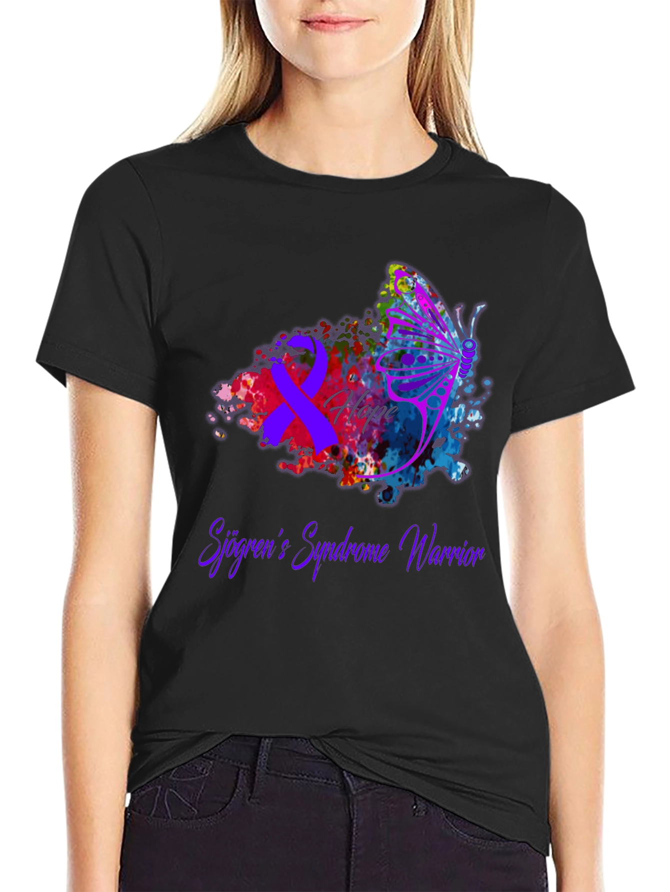 Sjogrens Syndrome Warrior T-Shirt - Hope Butterfly Awareness