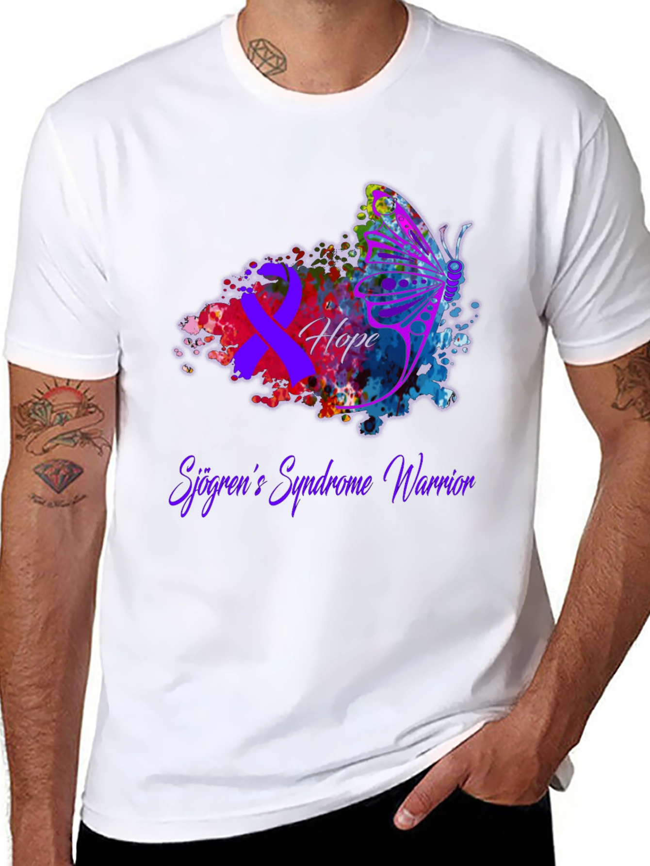 Sjogrens Syndrome Warrior T-Shirt - Hope Butterfly Awareness