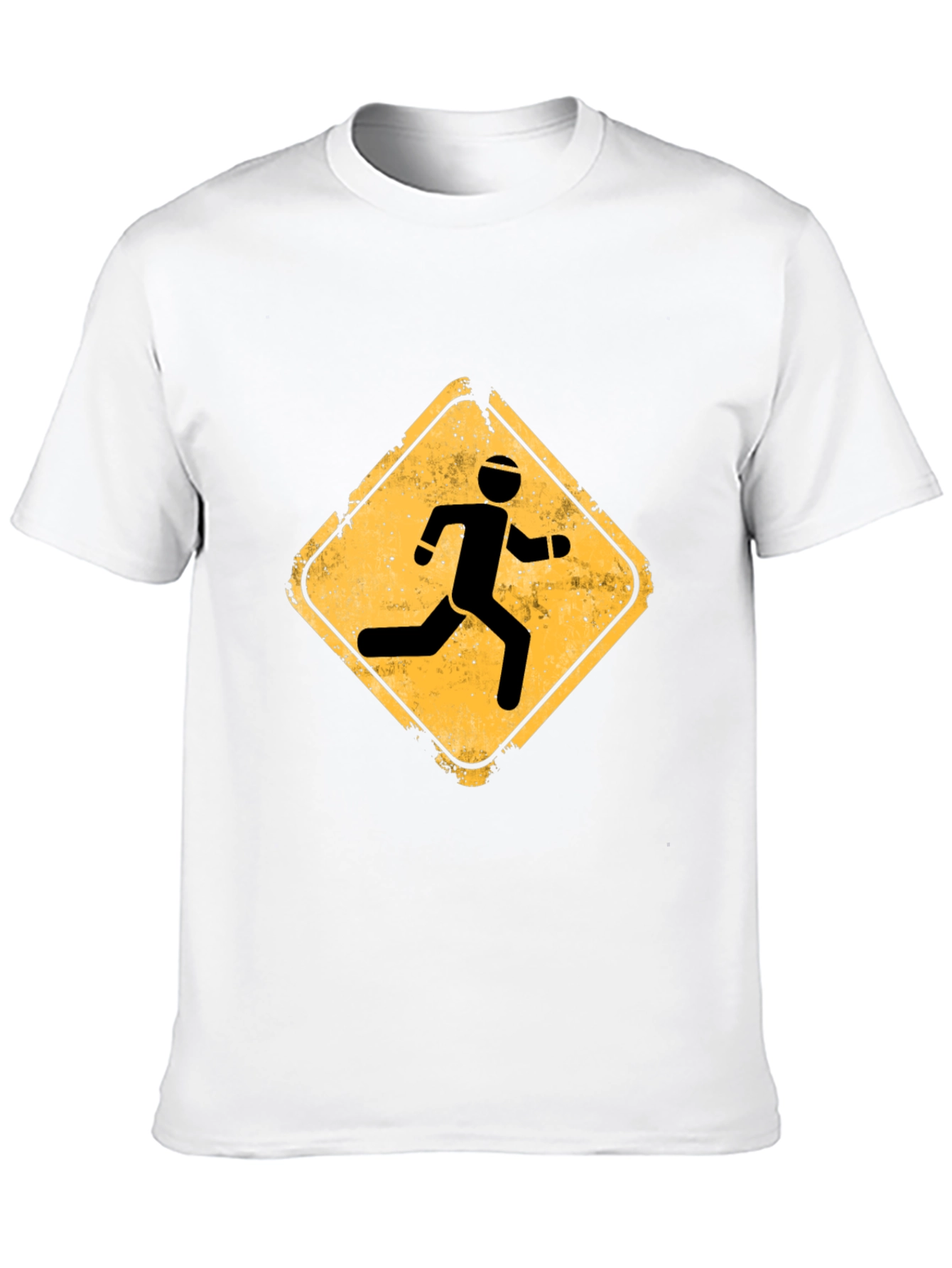 Mens Black Running Sign Graphic Tee