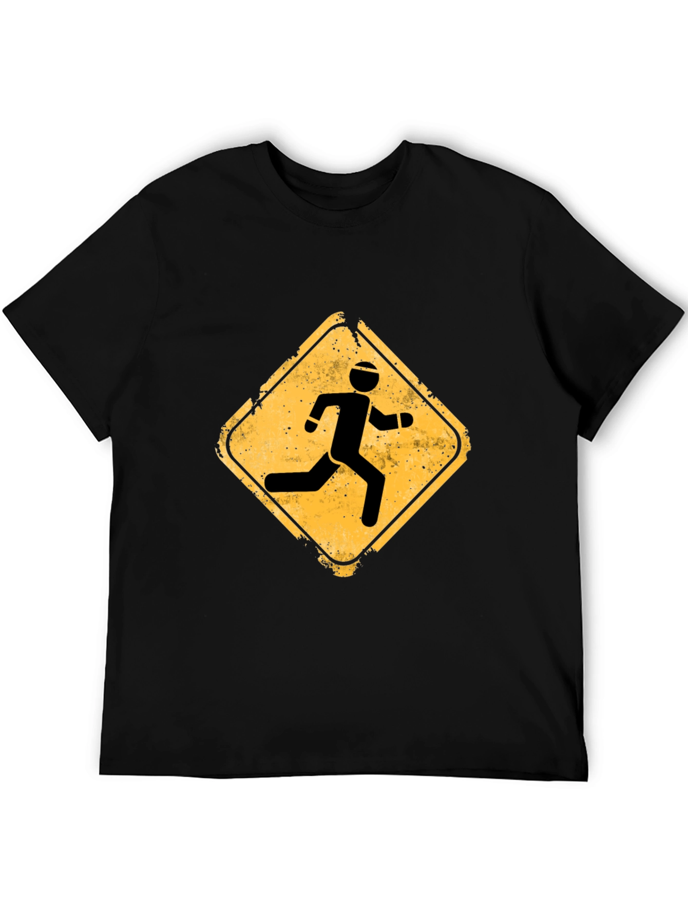 Mens Black Running Sign Graphic Tee