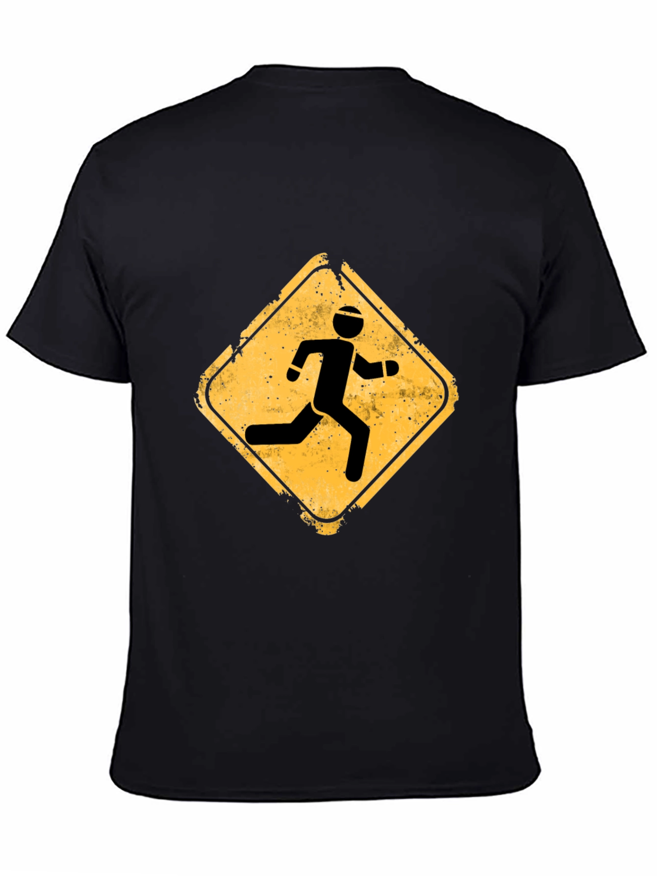 Mens Black Running Sign Graphic Tee