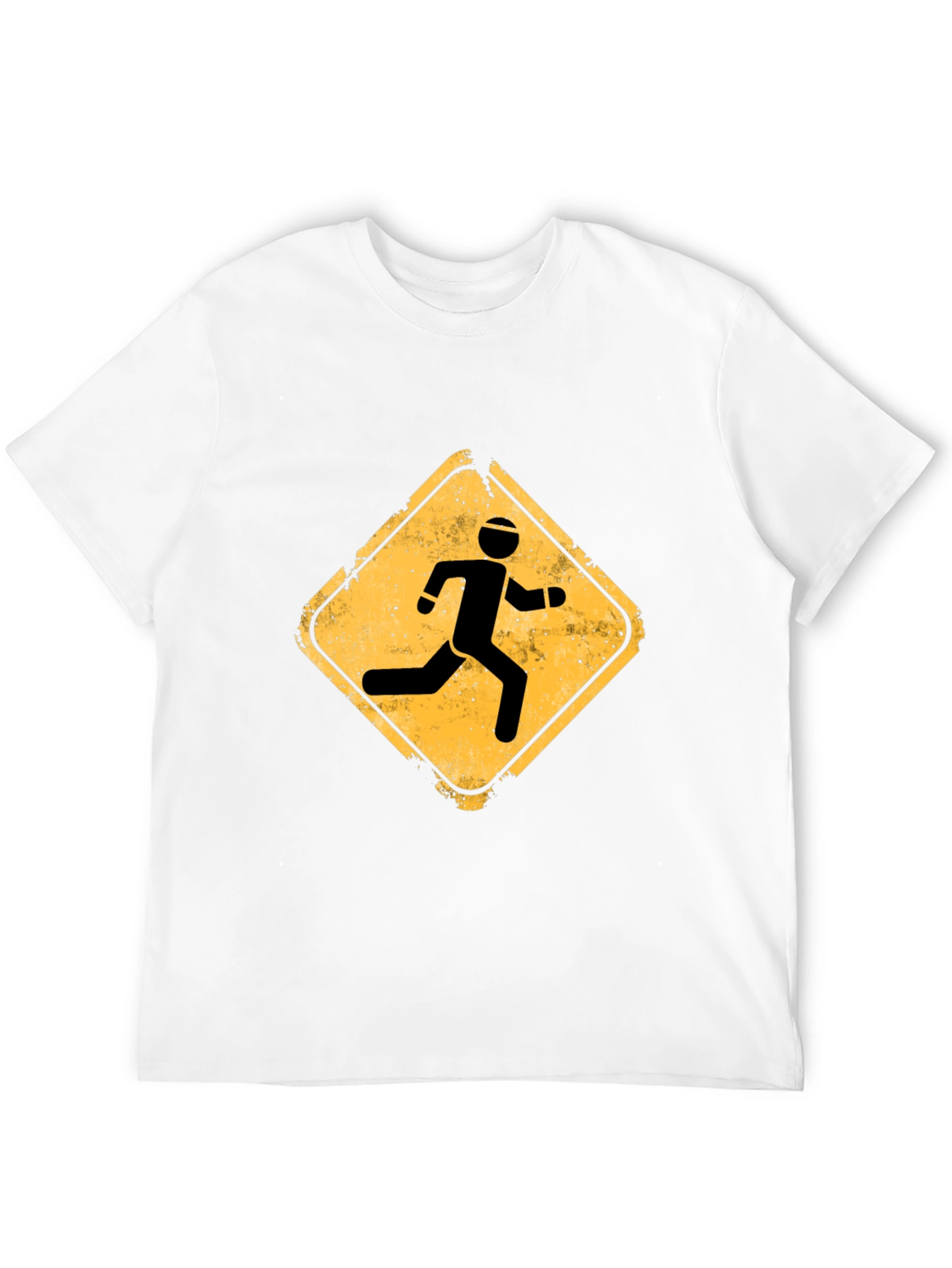 Mens Black Running Sign Graphic Tee
