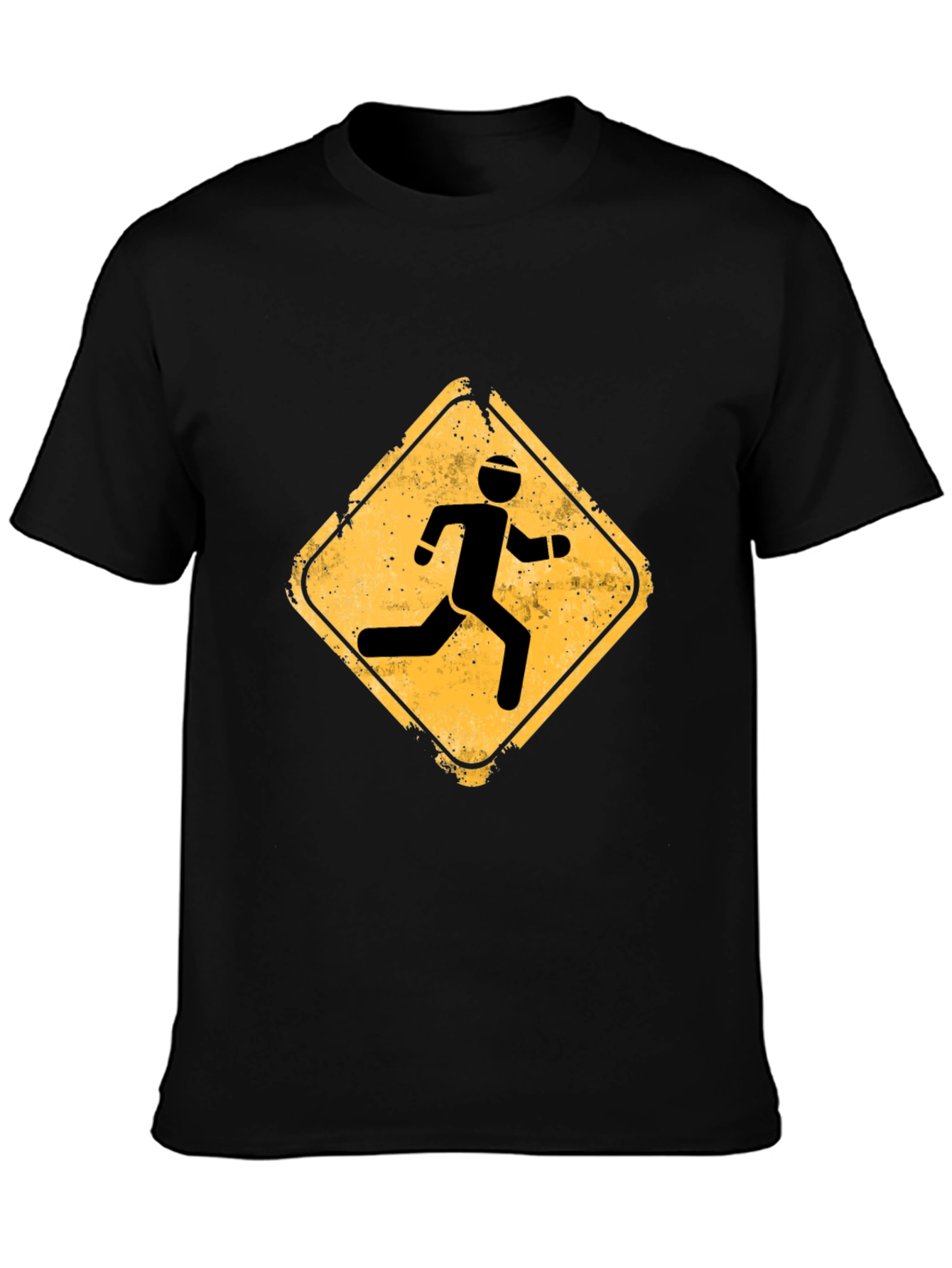 Mens Black Running Sign Graphic Tee