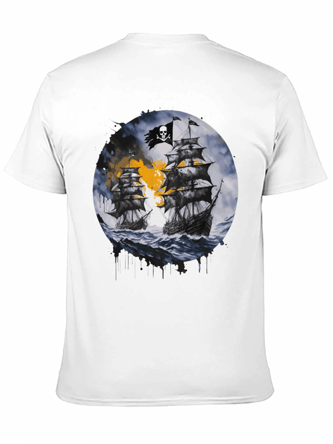 Pirate Ship Graphic T-Shirt - Black Cotton Tee