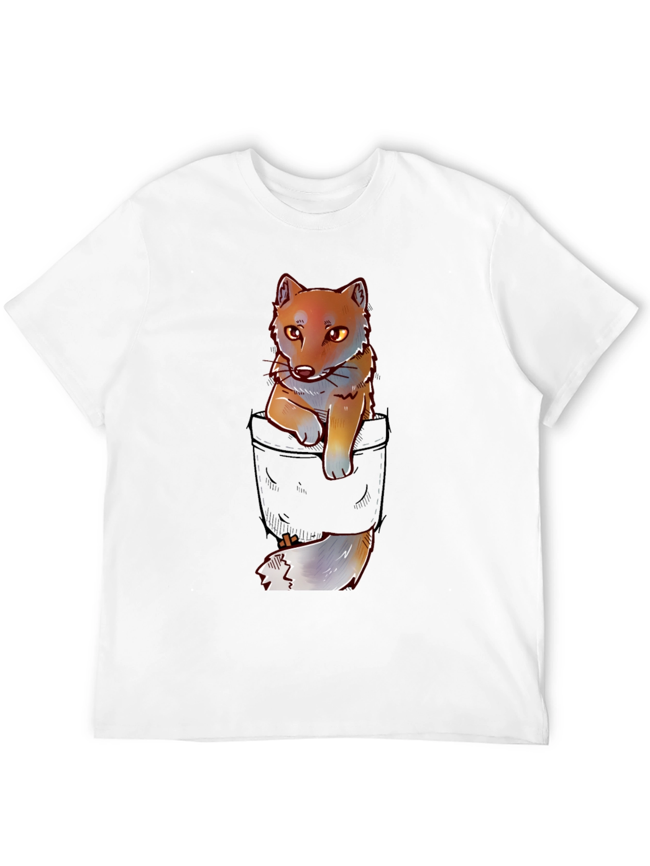 Fox in Pocket Graphic T-Shirt - Cute Animal Tee