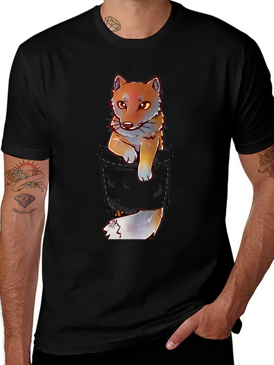 Fox in Pocket Graphic T-Shirt - Cute Animal Tee