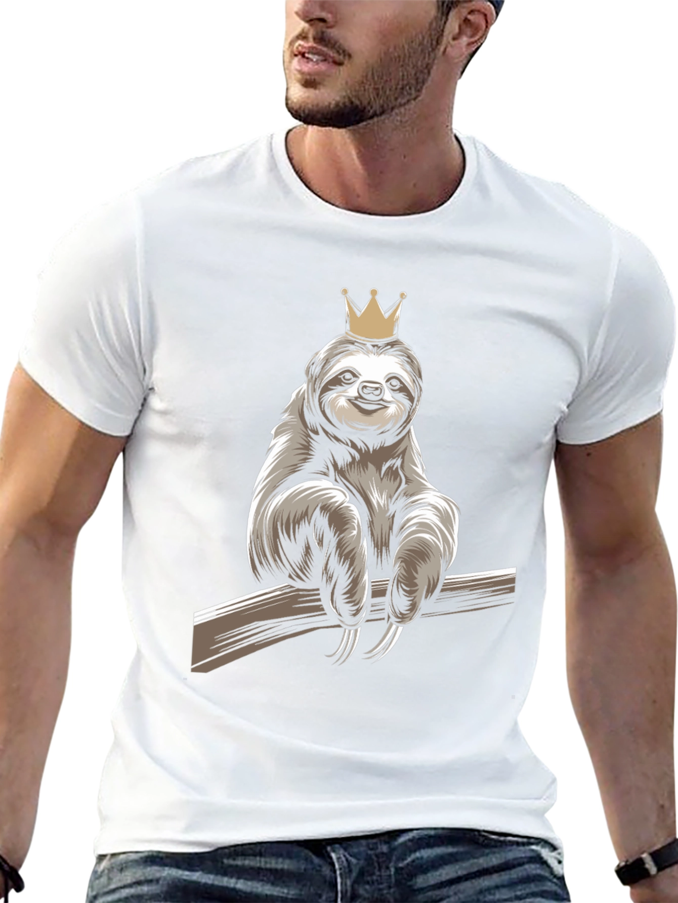Sloth King Graphic T-Shirt - Relaxed Casual Wear