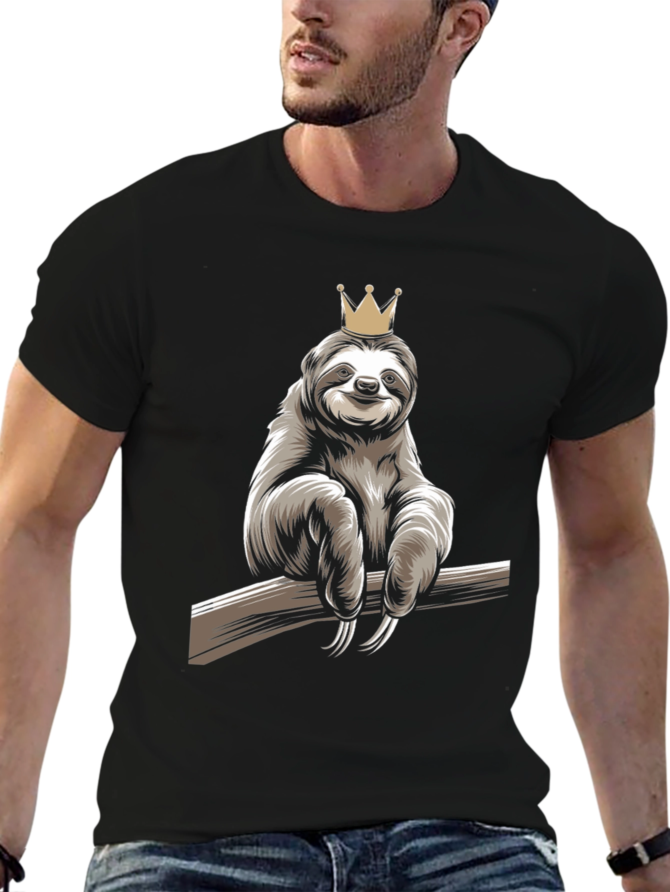 Sloth King Graphic T-Shirt - Relaxed Casual Wear