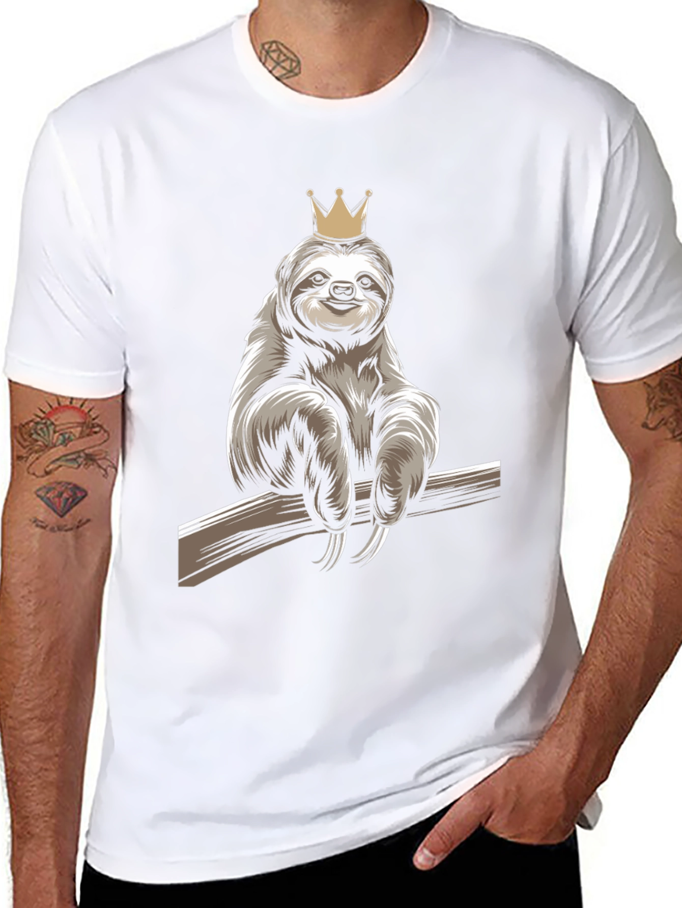 Sloth King Graphic T-Shirt - Relaxed Casual Wear