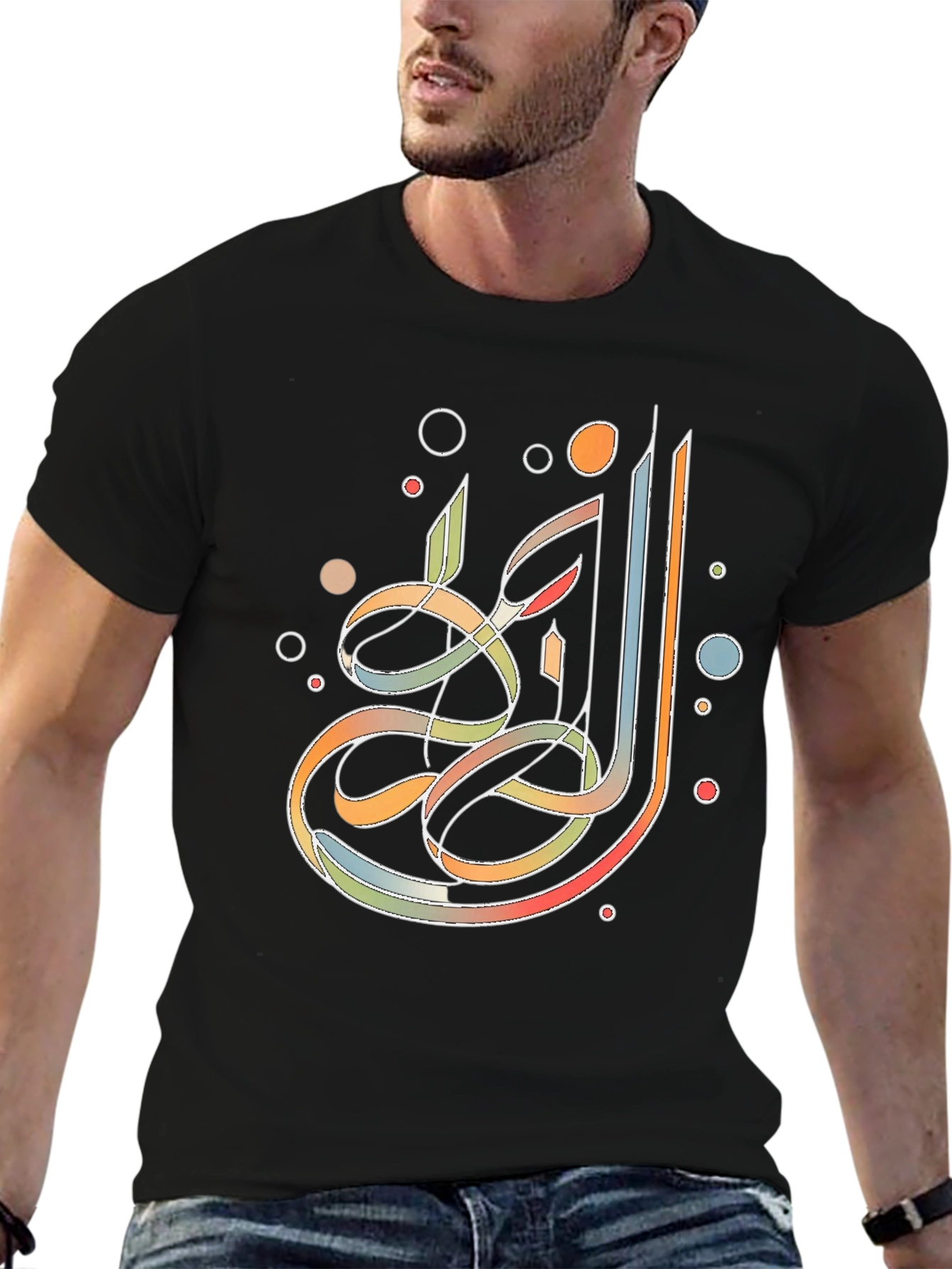 Abstract Calligraphy Graphic T-Shirt - Mens Black Tee