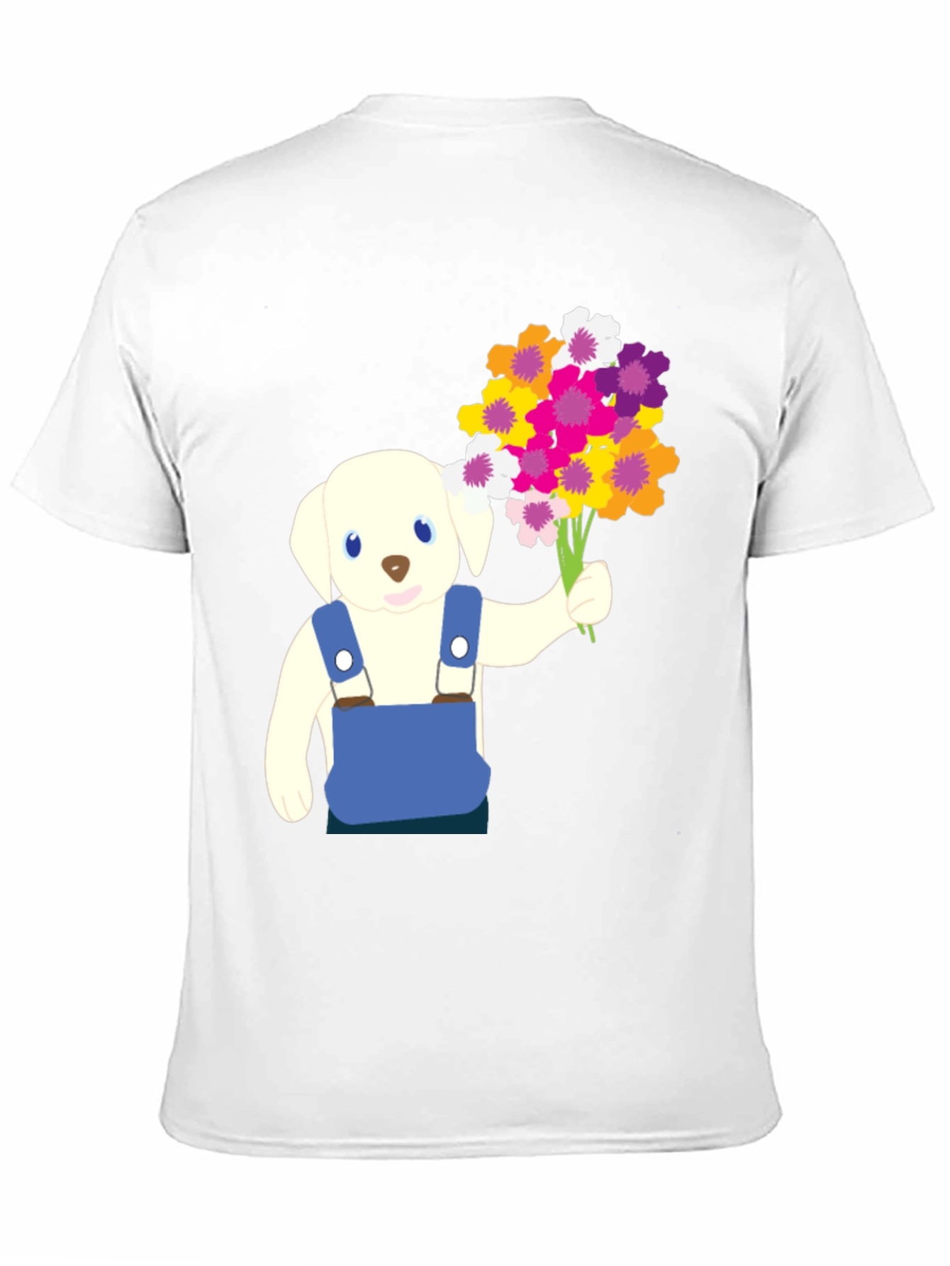 Puppy with Flowers Graphic Tee - Black