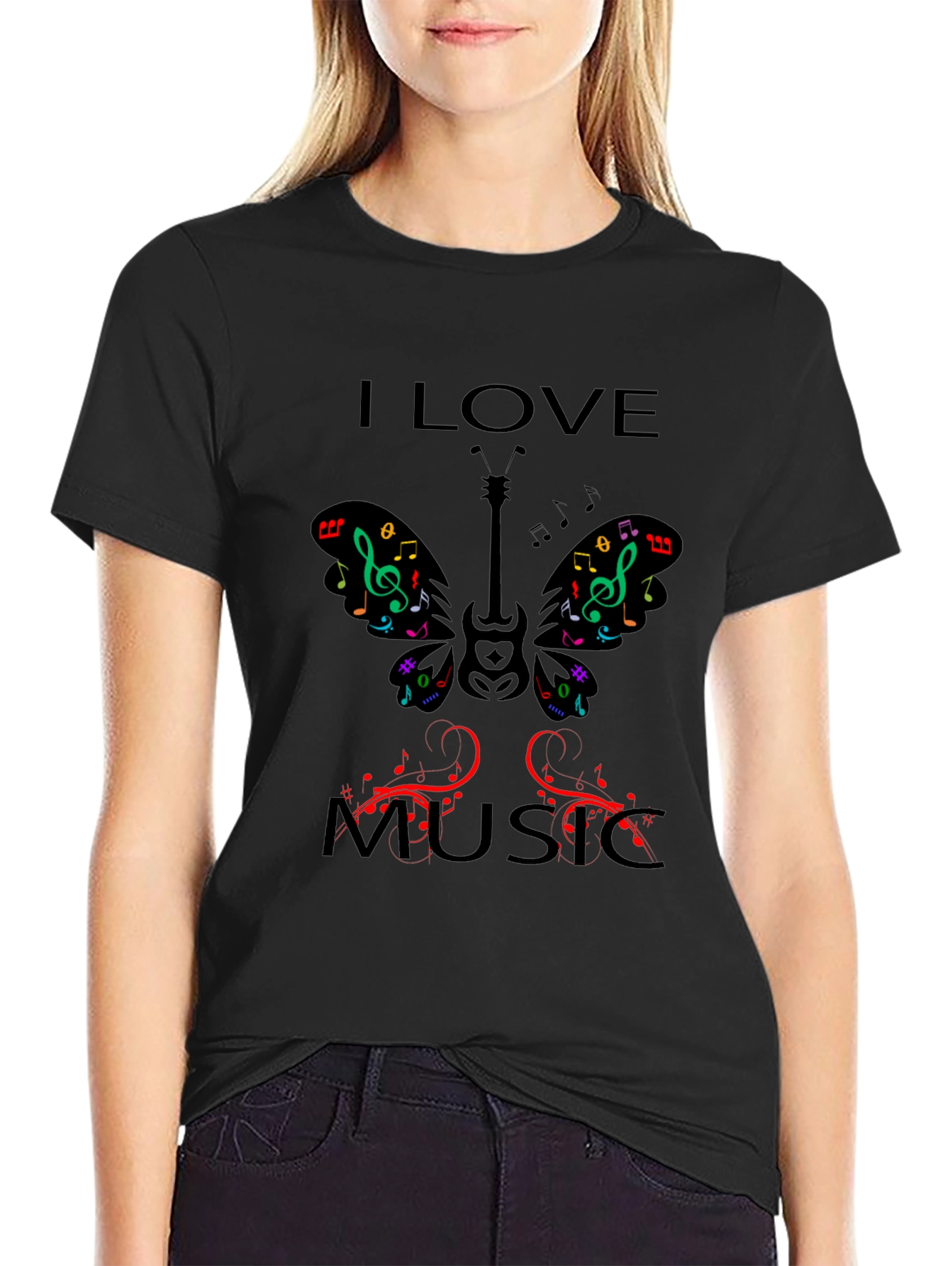 I Love Music Graphic Print T-Shirt