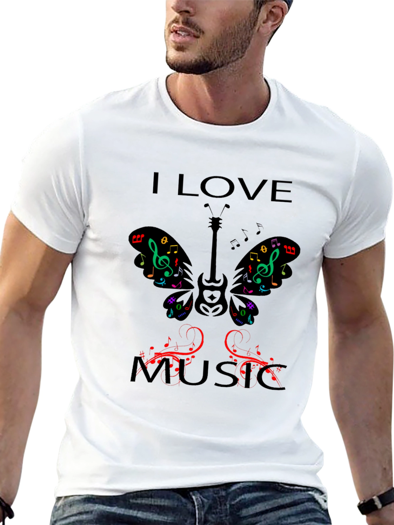 I Love Music Graphic Print T-Shirt