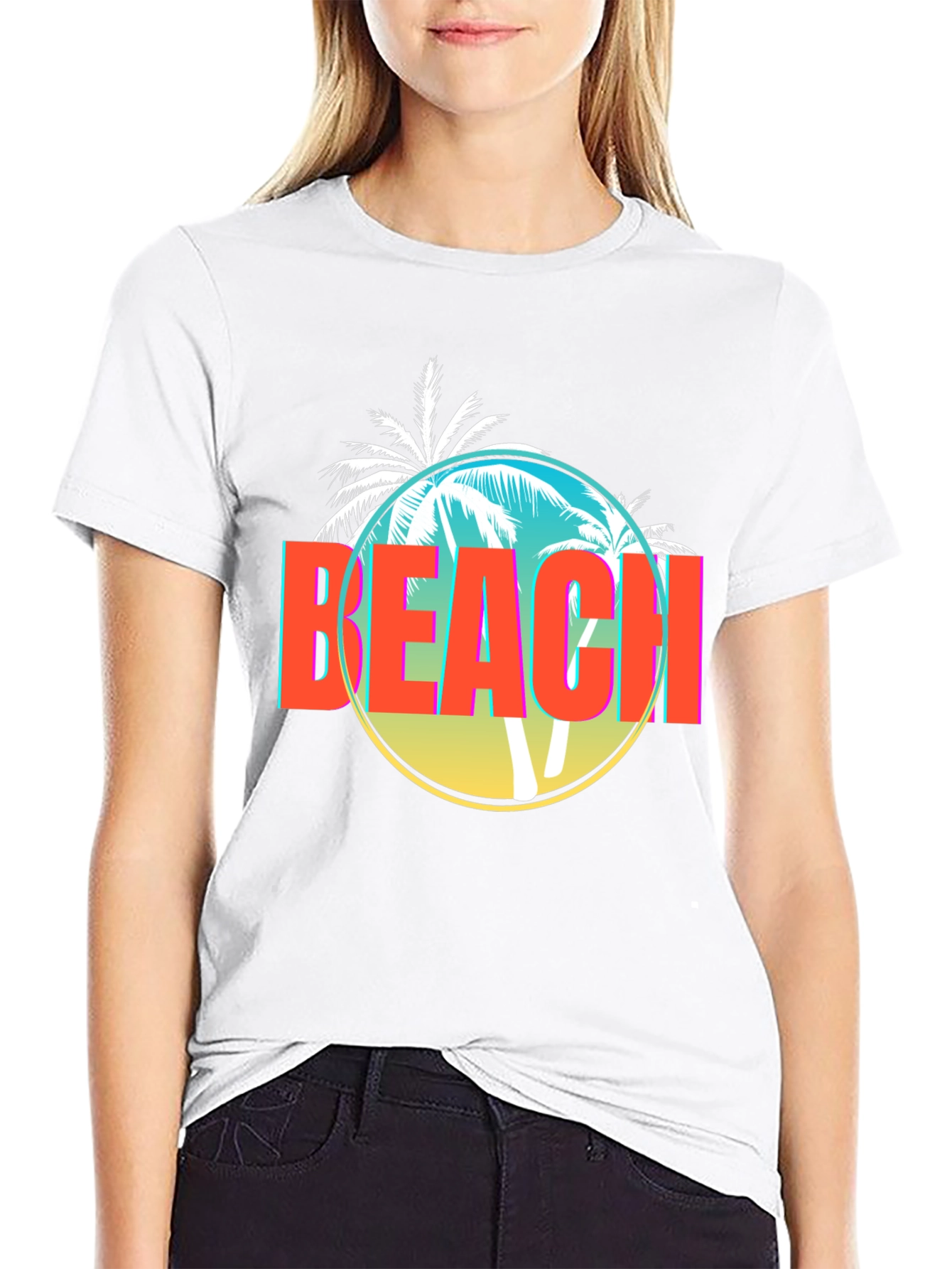 Retro Beach Palm Tree Graphic T-Shirt