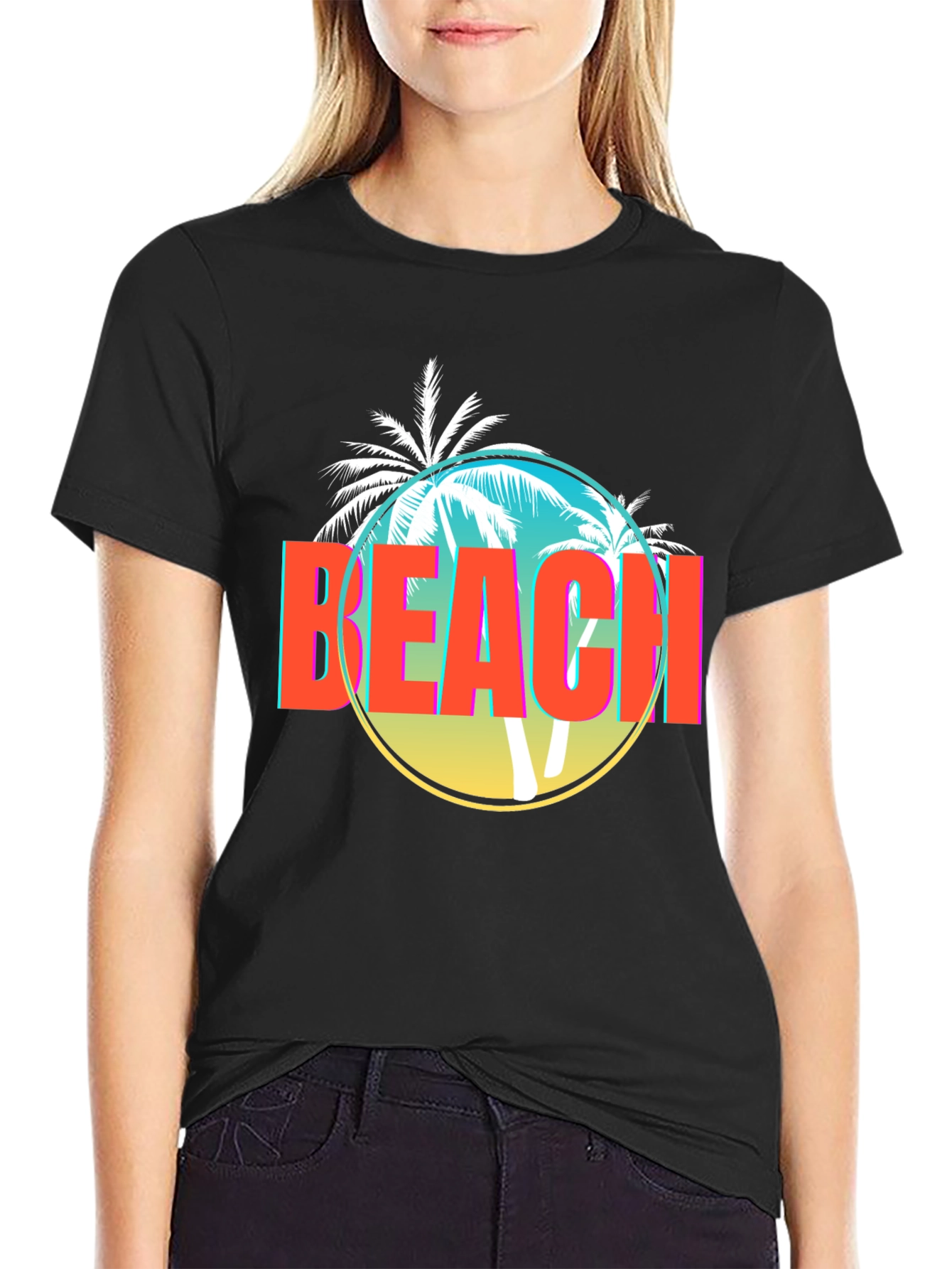 Retro Beach Palm Tree Graphic T-Shirt