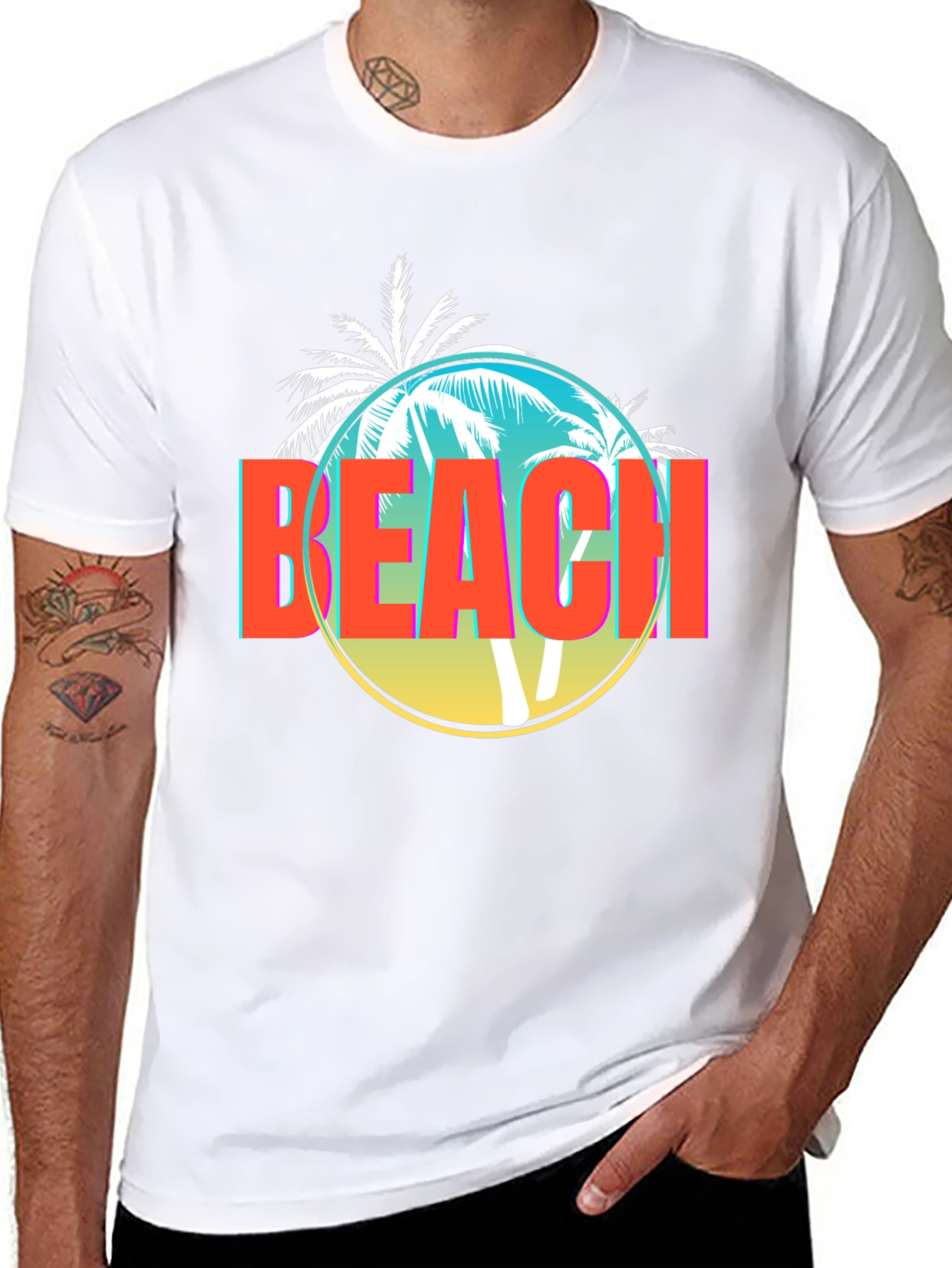 Retro Beach Palm Tree Graphic T-Shirt