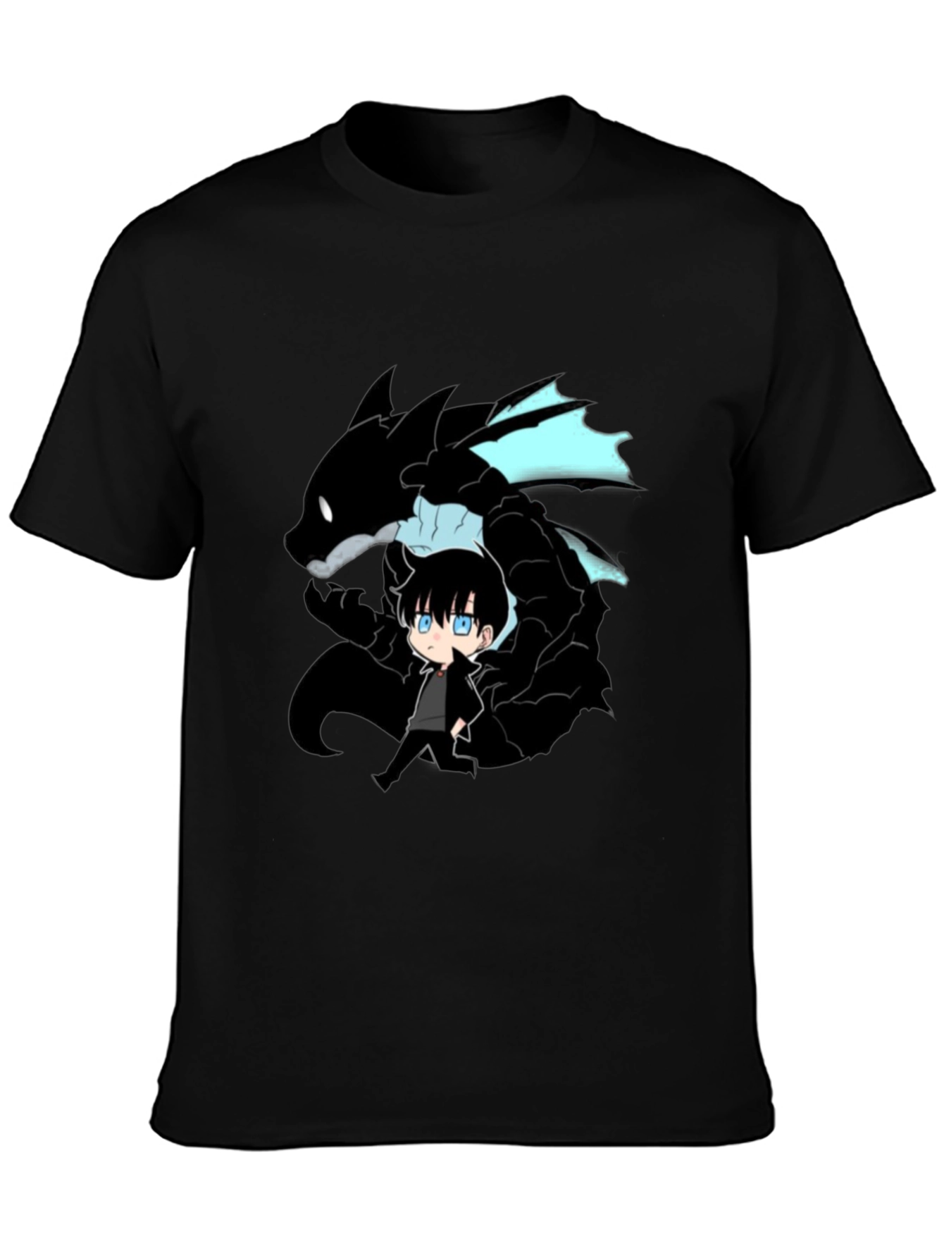 Anime Dragon Graphic T-Shirt - Black