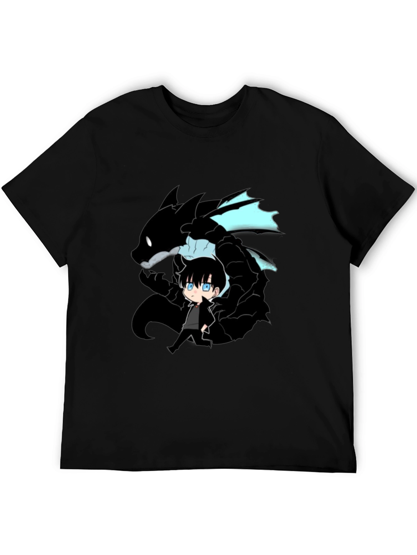 Anime Dragon Graphic T-Shirt - Black