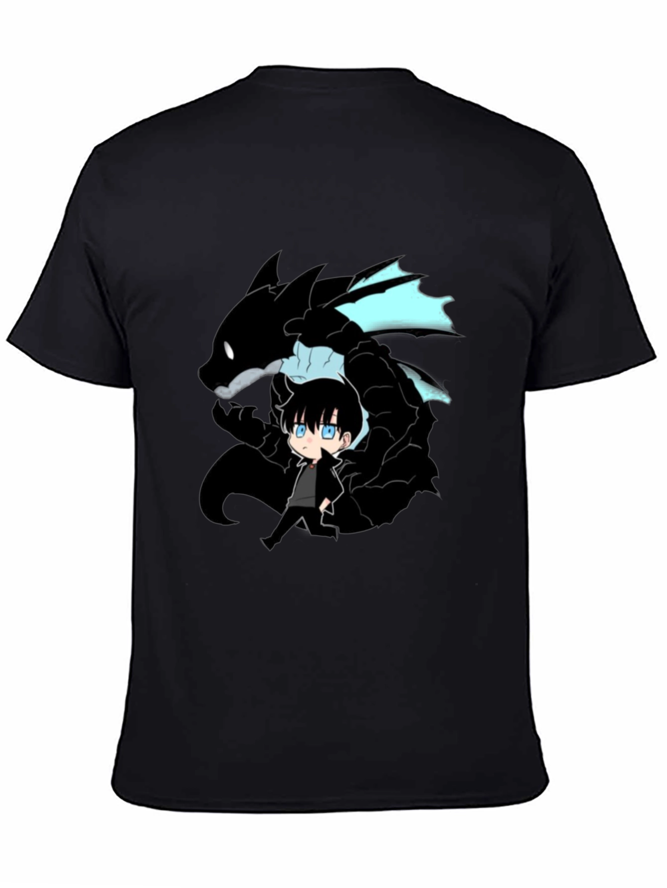 Anime Dragon Graphic T-Shirt - Black