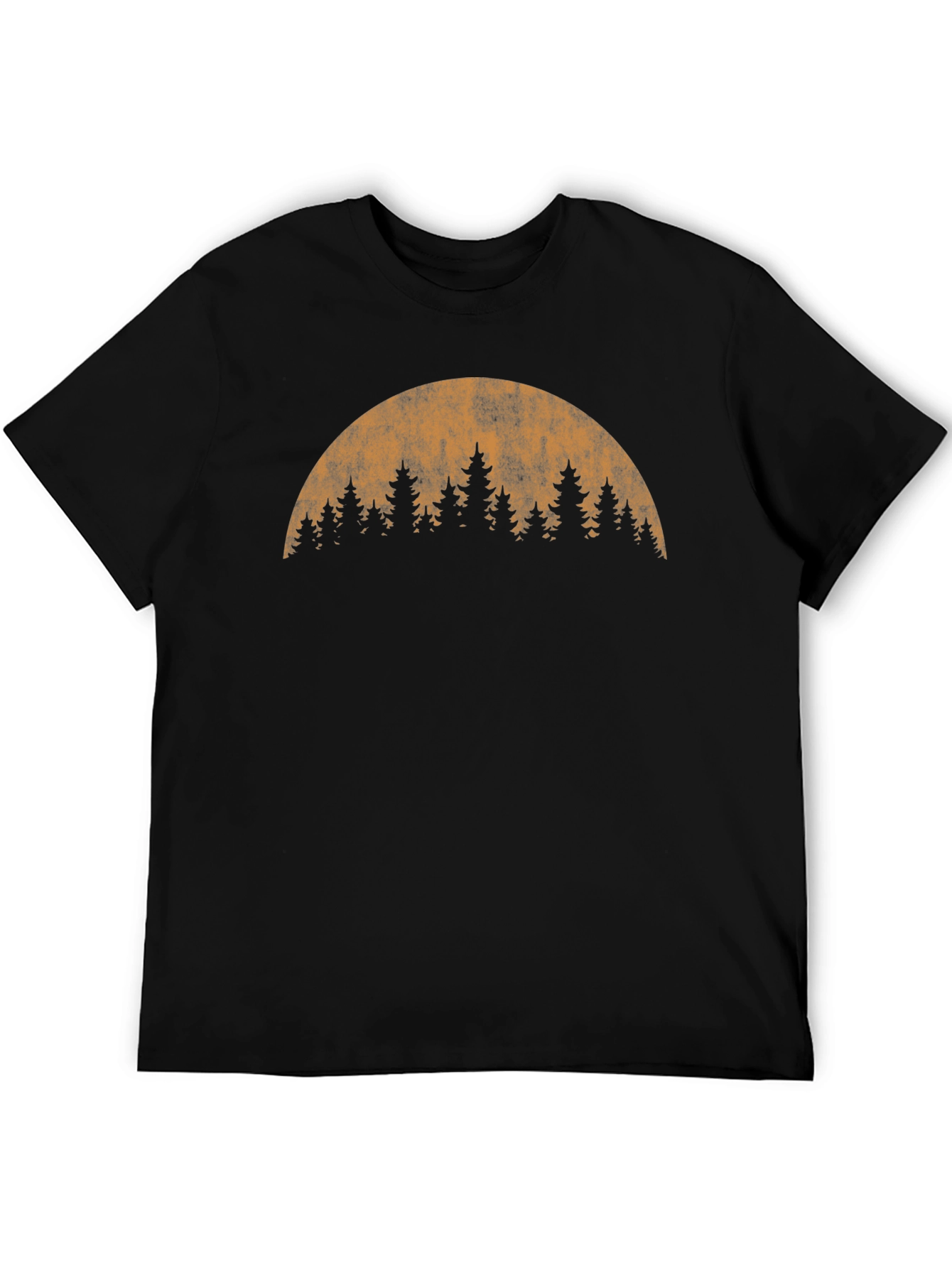 Retro Forest Moon Graphic T-Shirt - Black