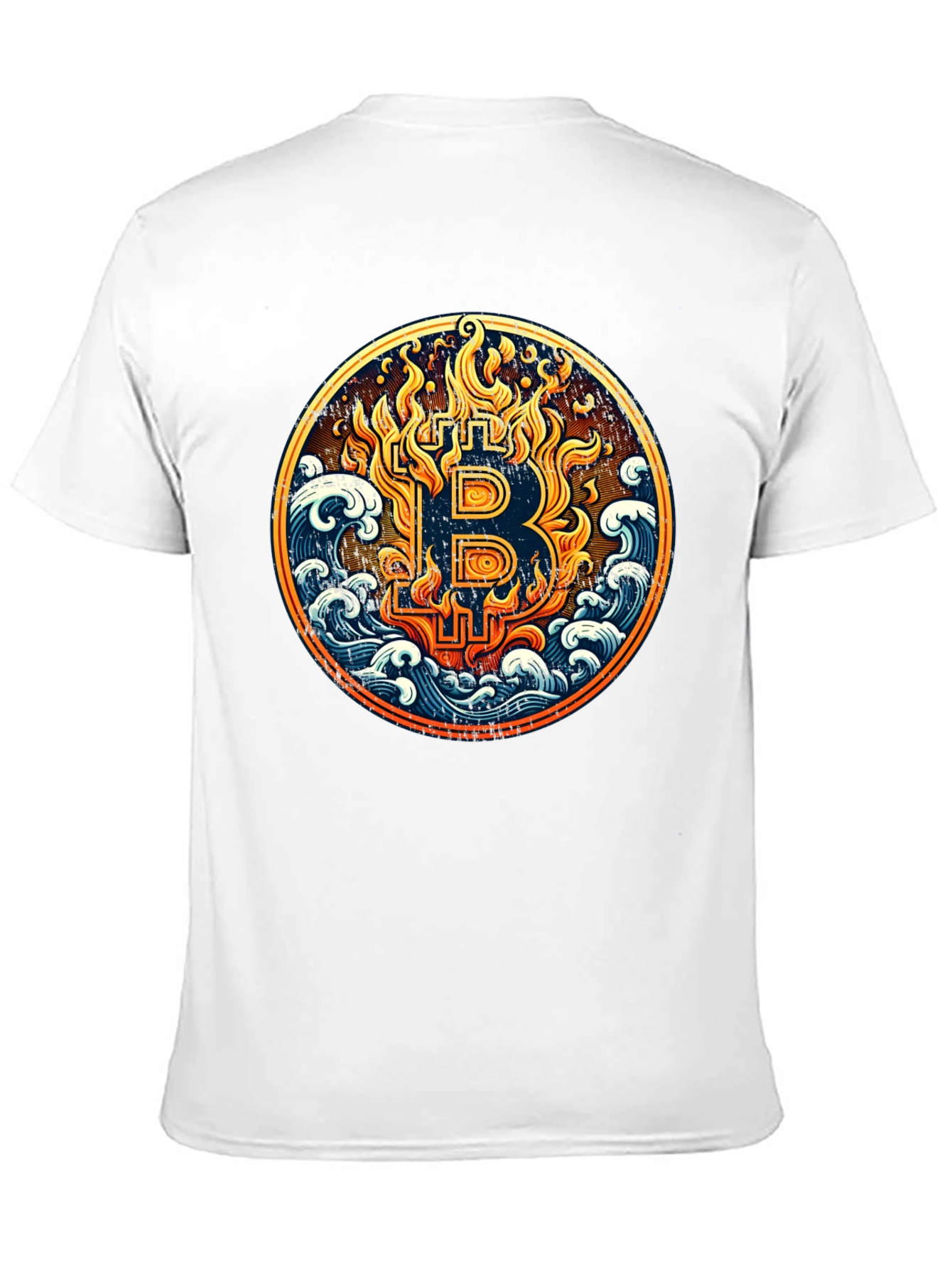 Bitcoin Fire & Waves Graphic Tee