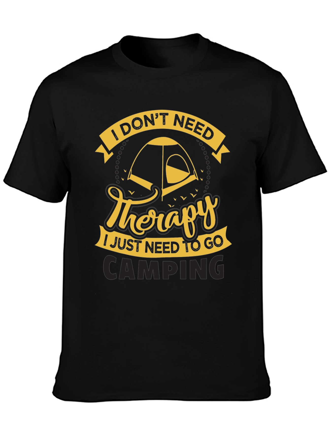 Camping Therapy Black T-Shirt