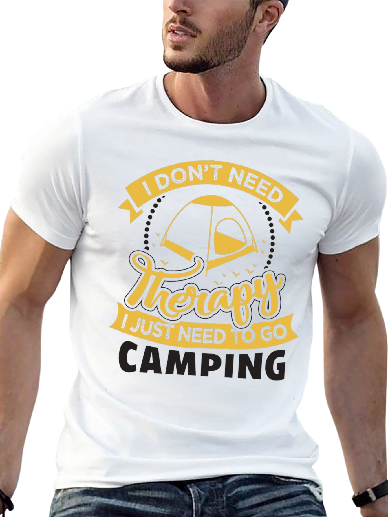 Camping Therapy Black T-Shirt