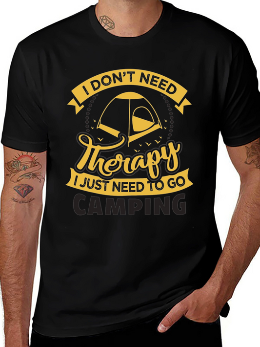 Camping Therapy Black T-Shirt