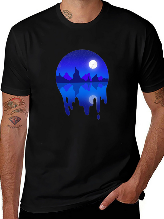 Night Sky Mountain Reflection Graphic T-Shirt